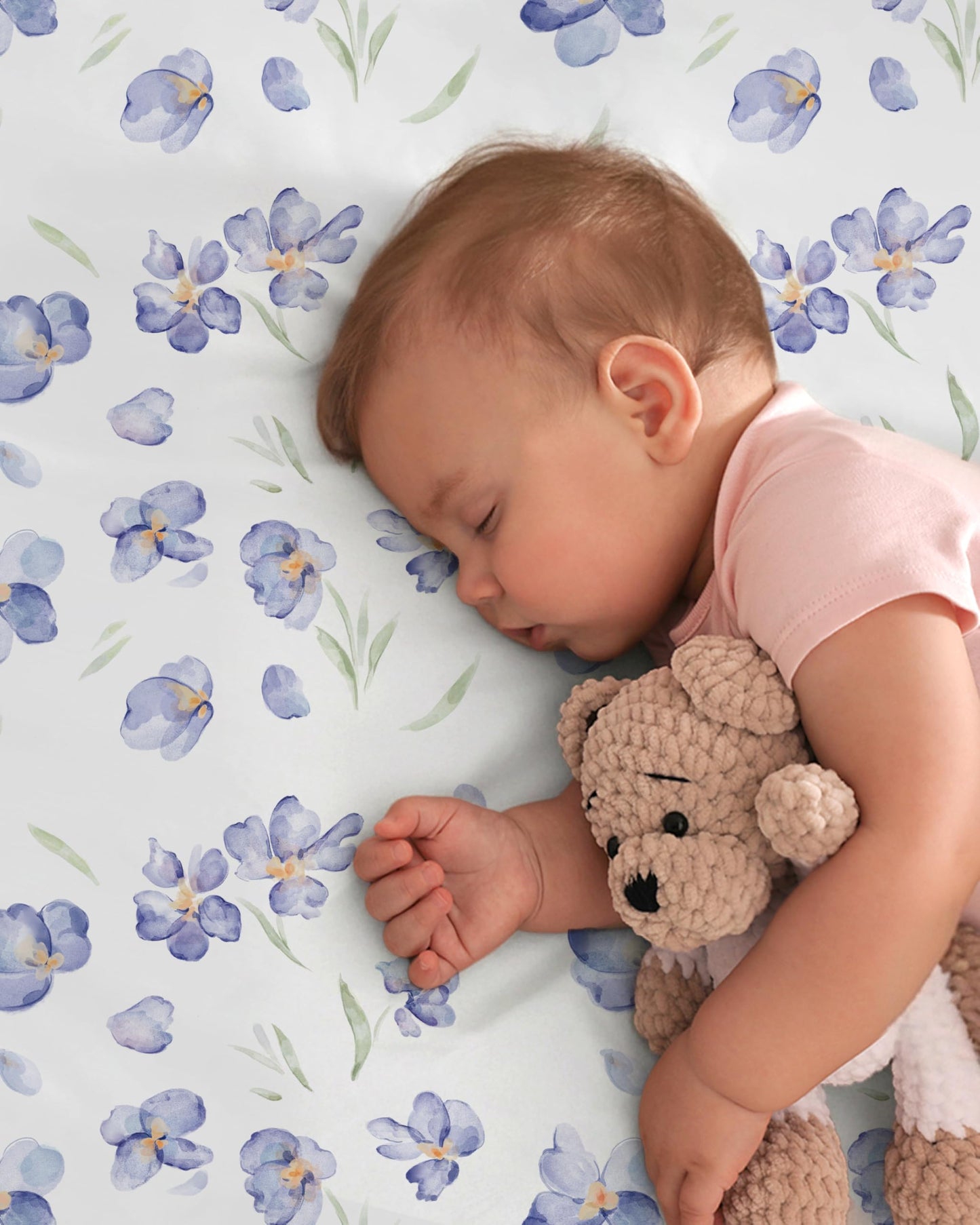 FIEMOL Baby Crib Sheets Girl, Toddler Bed Sheets Fitted for 52”x28”Standard Crib and Toddler Mattresses, 4 Pack Soft Breathable Stretchy Pink Purple Floral