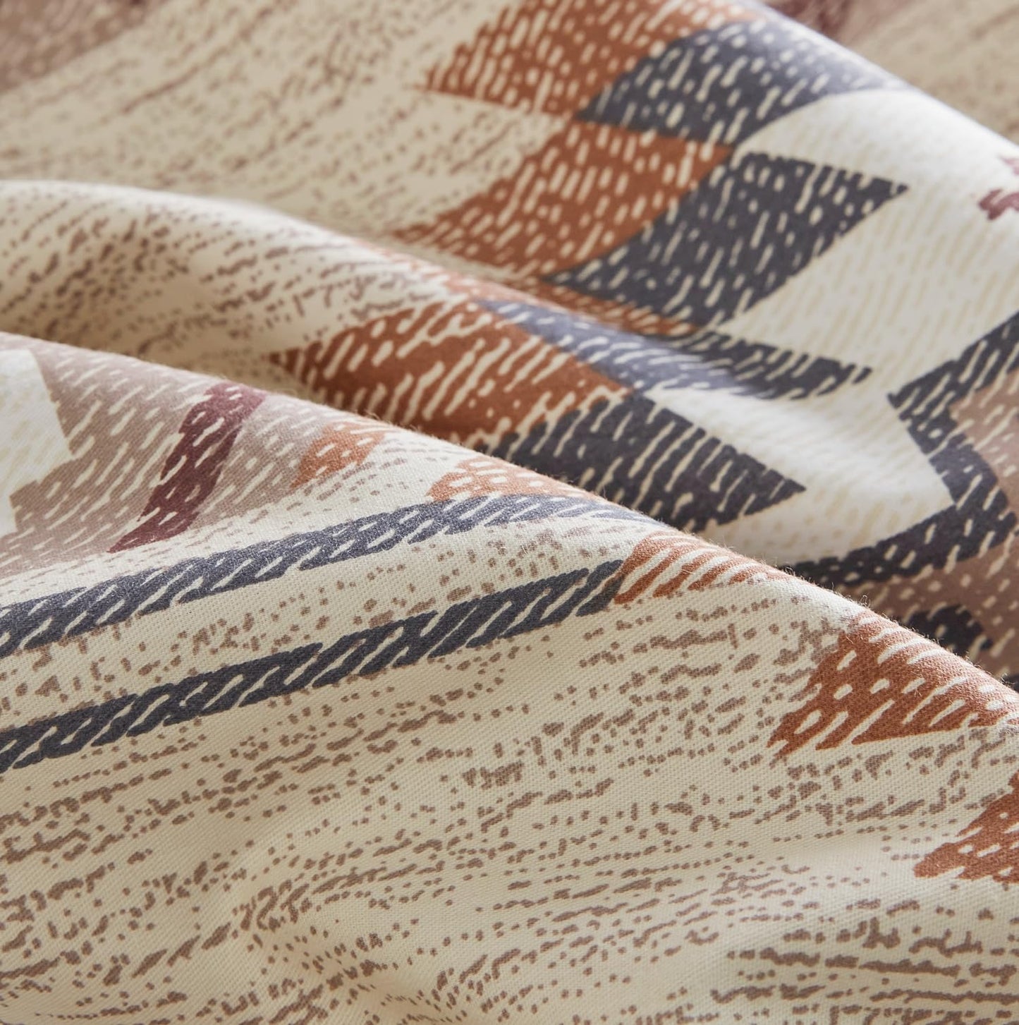 YuHeGuoJi Vintage Aztec Duvet Cover King 100% Cotton 3 Pcs Set 1 Brown Boho Triangle Duvet Cover with Zipper Ties 2 Pillowcases Western Tribal Geometric Bohemian Bedding Set Soft