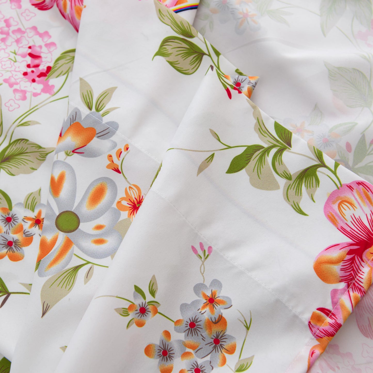 Spirit Linen home 6-Piece Twin Size Bed Sheet Set - Deep Pocket, Floral Print Design, Soft and Breathable Bed Sheets, Microfiber Material, Includes 1 Fitted, 1 Flat, 4 Pillowcases - Pink/Green Floral