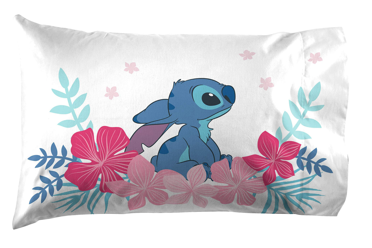 Jay Franco Kids Sheet Set with Fitted, Flat Sheets & Pillow Cover - Ultra-Soft Bedding with Pillowcase for Room Decor, Pink - Lilo & Stitch, 3 Piece Twin