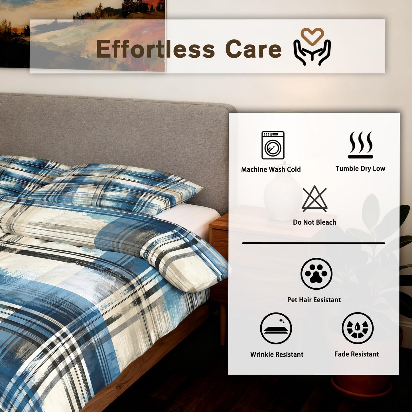 Abstract Plaid Stripe Full Size Comforter Sets 3 Piece