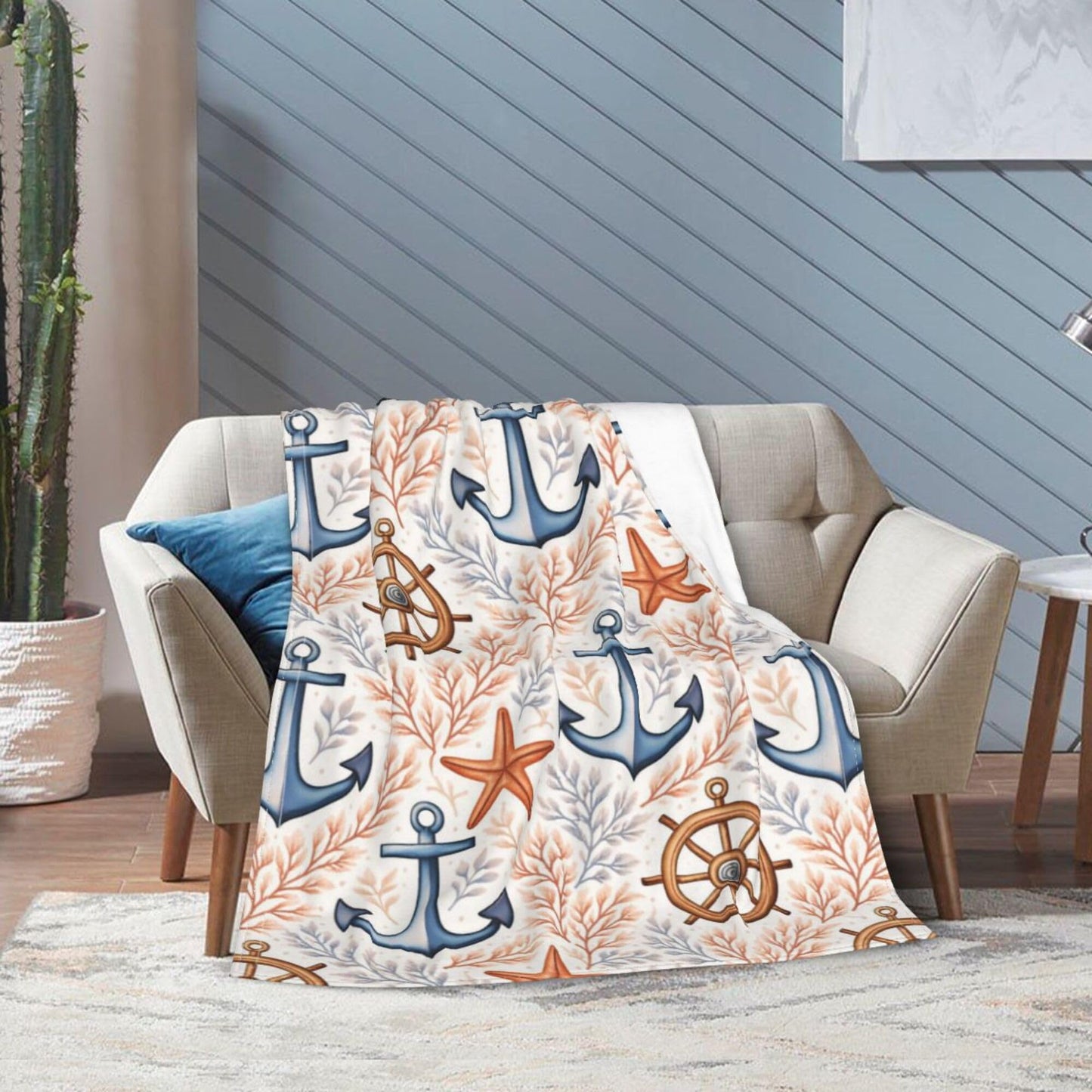 Anchor Throw Blanket 50"x40" Super Soft Plush Fluffy Fleece Cozy Fuzzy Anchor Blanket for Girls, Women, Kids, Boys, Adults, Men Anchors Lover Gift & Home Decor