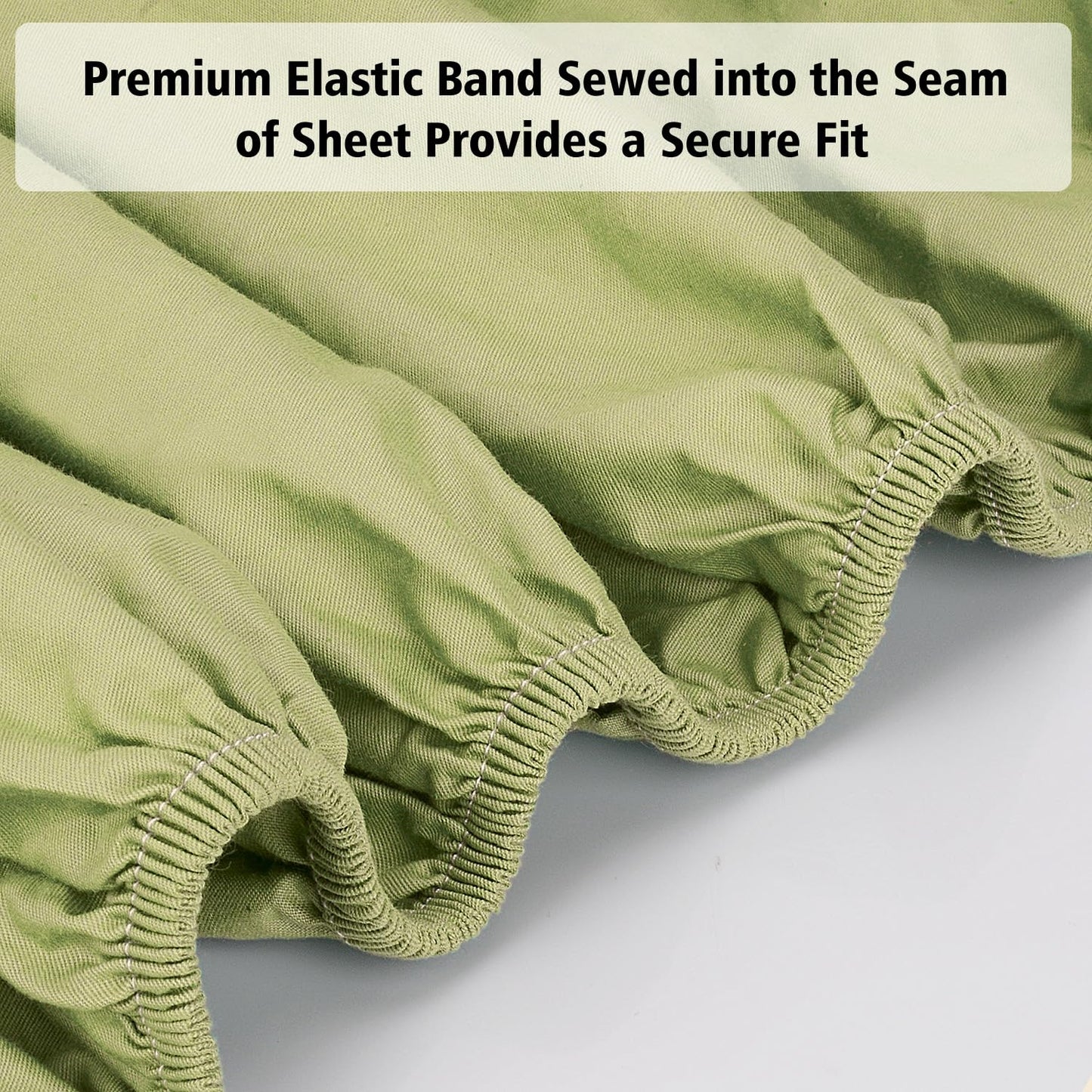 Lirex Fitted Queen Sheet Cotton, 300 Thread Count Soft Breathable, 8-10" Deep Pocket Sheet for Hotel Home, Green