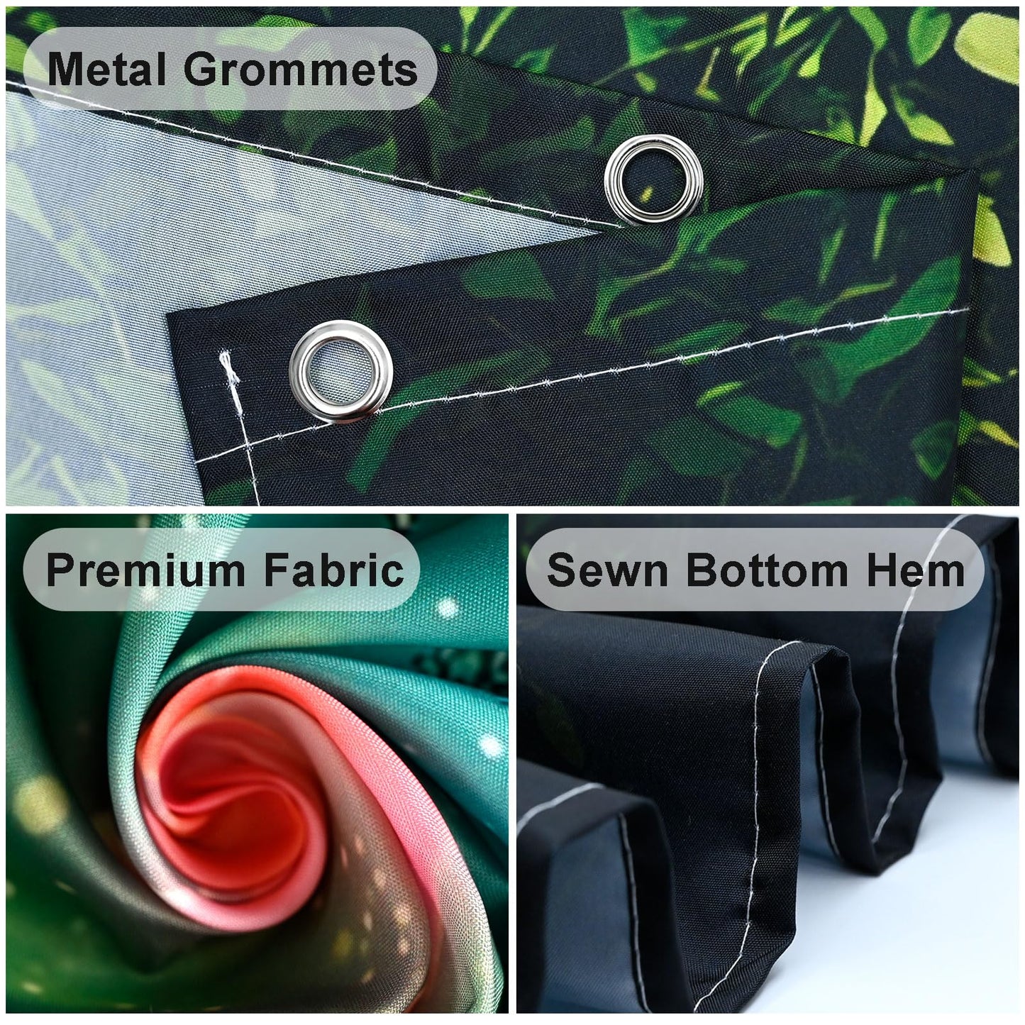 mutakin Green Tree Shower Curtain Butterflies Shower Curtains for Bathroom Waterproof Fabric Bath Curtain Decor with Hooks