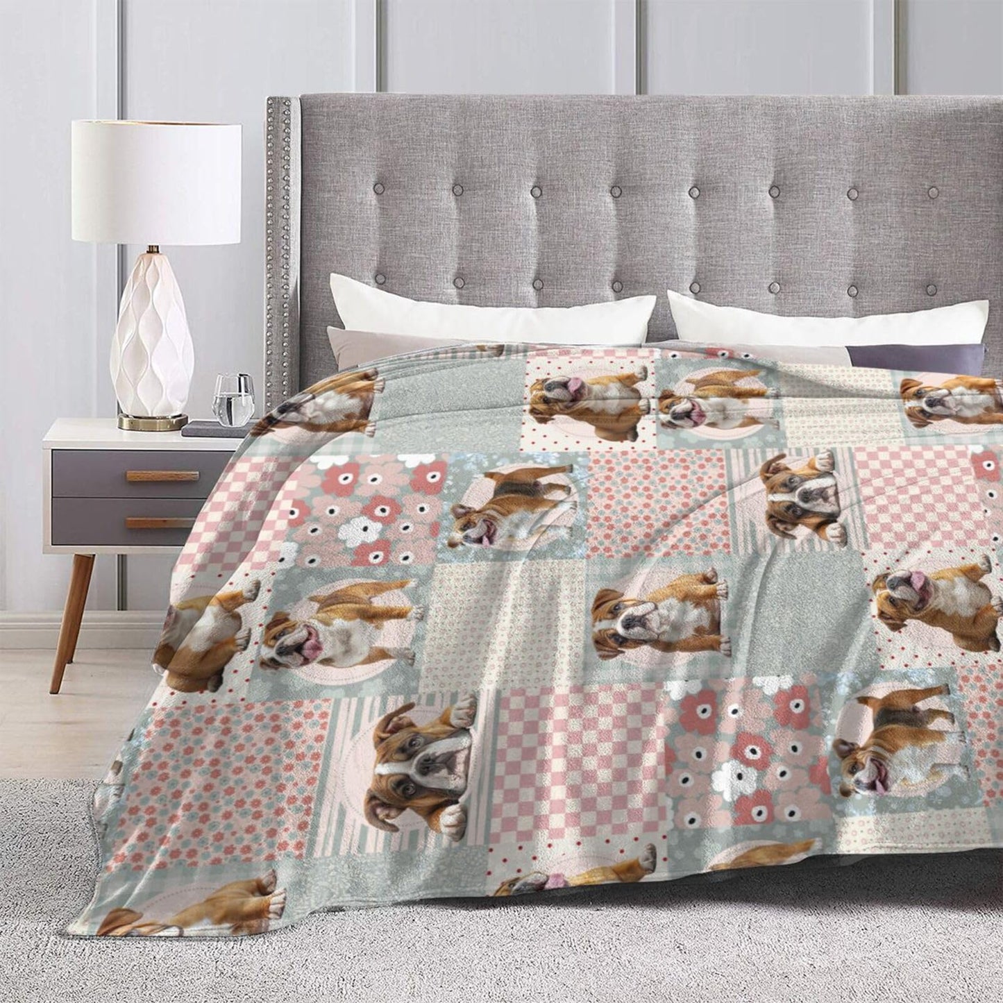 French Bulldog Throw Blanket Cute Bulldog Flannel Blankets Dog Lover Plush Super Soft Cozy Warm Decor Gifts for Boys Girls Kids Adults Men Women 40" x 50"