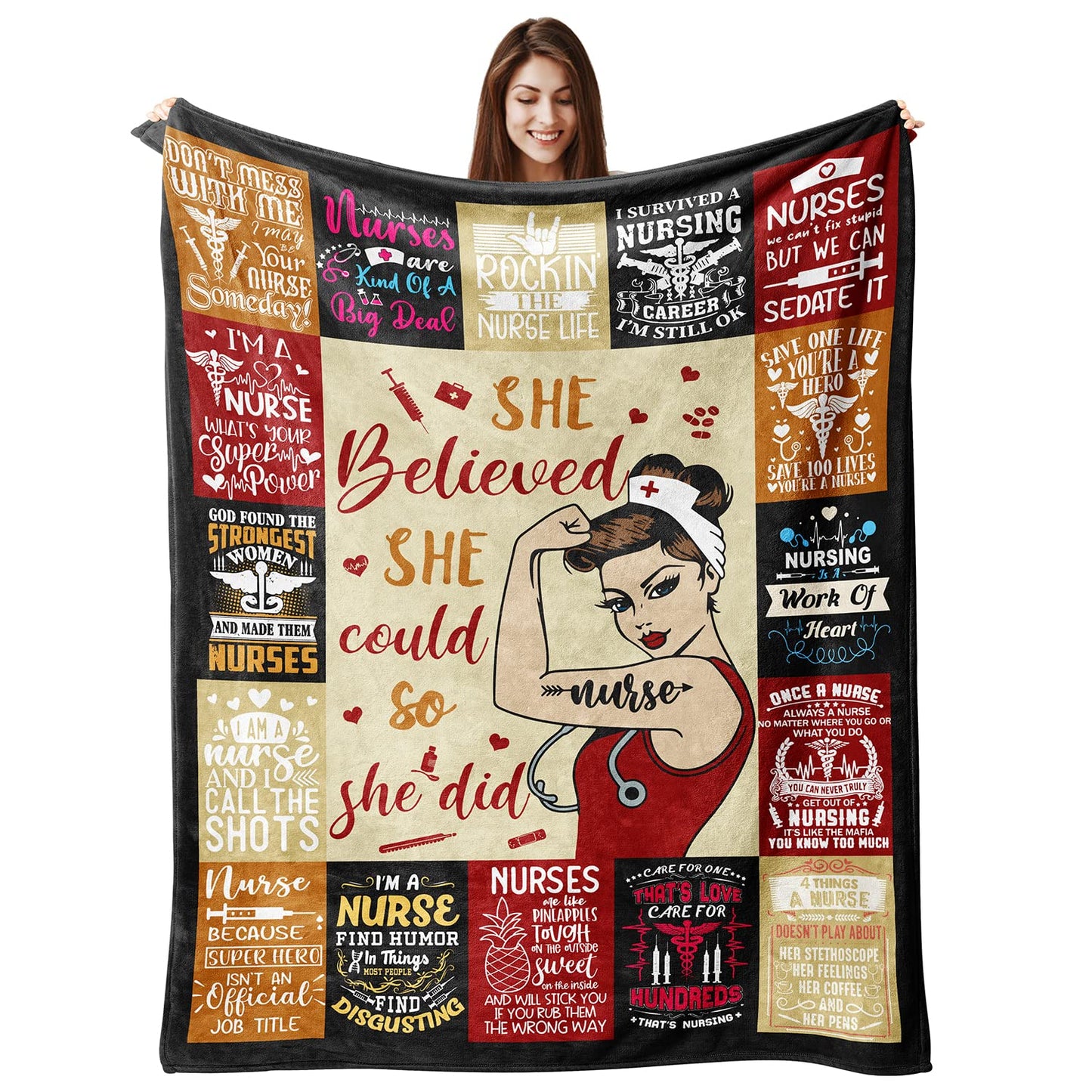 Ivivis Nurse Gifts for Women Nurse Appreciation Gifts RN Gifts for Nurses Nursing Student Graduation Nurse Retirement Birthday Gifts, Christmas International Nurses Day Gifts Throw Blanket 60”X50”