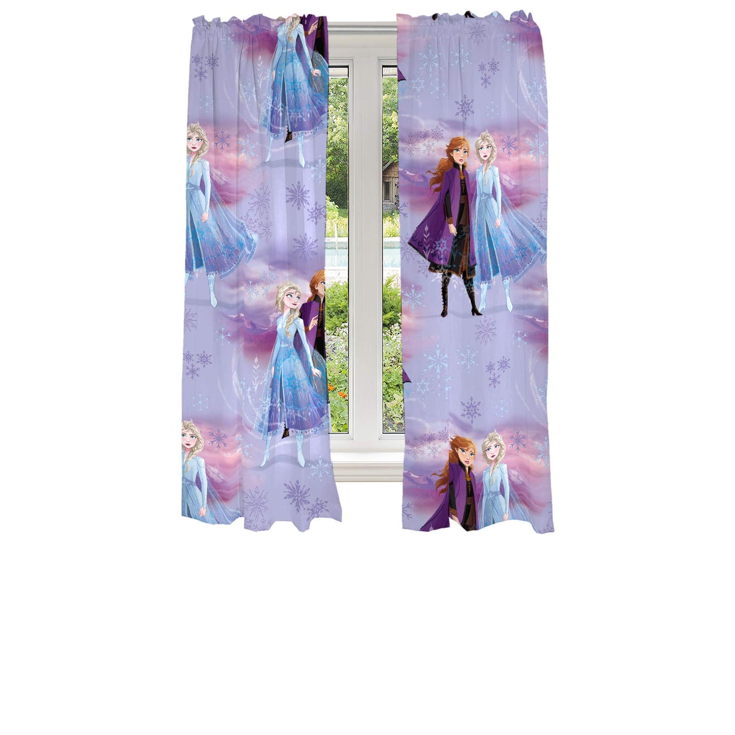 Disney Frozen 2 Kids Room Window Curtains Drapes Set, 82 in x 63 in, "Official" Disney Product By Franco