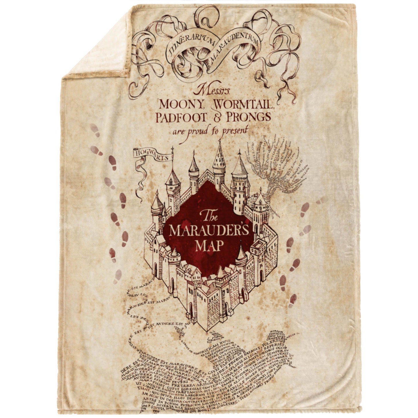 Jay Franco Harry Potter Marauders Map Throw Blanket 50 x 70 Inches, Super Soft Cozy Fleece, Fade Resistant, Hogwarts Map Design, Machine Washable (Official Harry Potter Product)