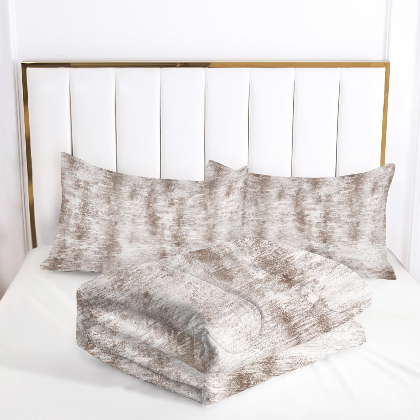 EDGZKO Brown Abstract Bedding Set King Size Taupe Tie Dye Comforter Set Luxury Neutral Modern Soft Lightweight Quilt Bed Sets for Teens Adults Room Decor, 1 Comforter 2 Pillowcases