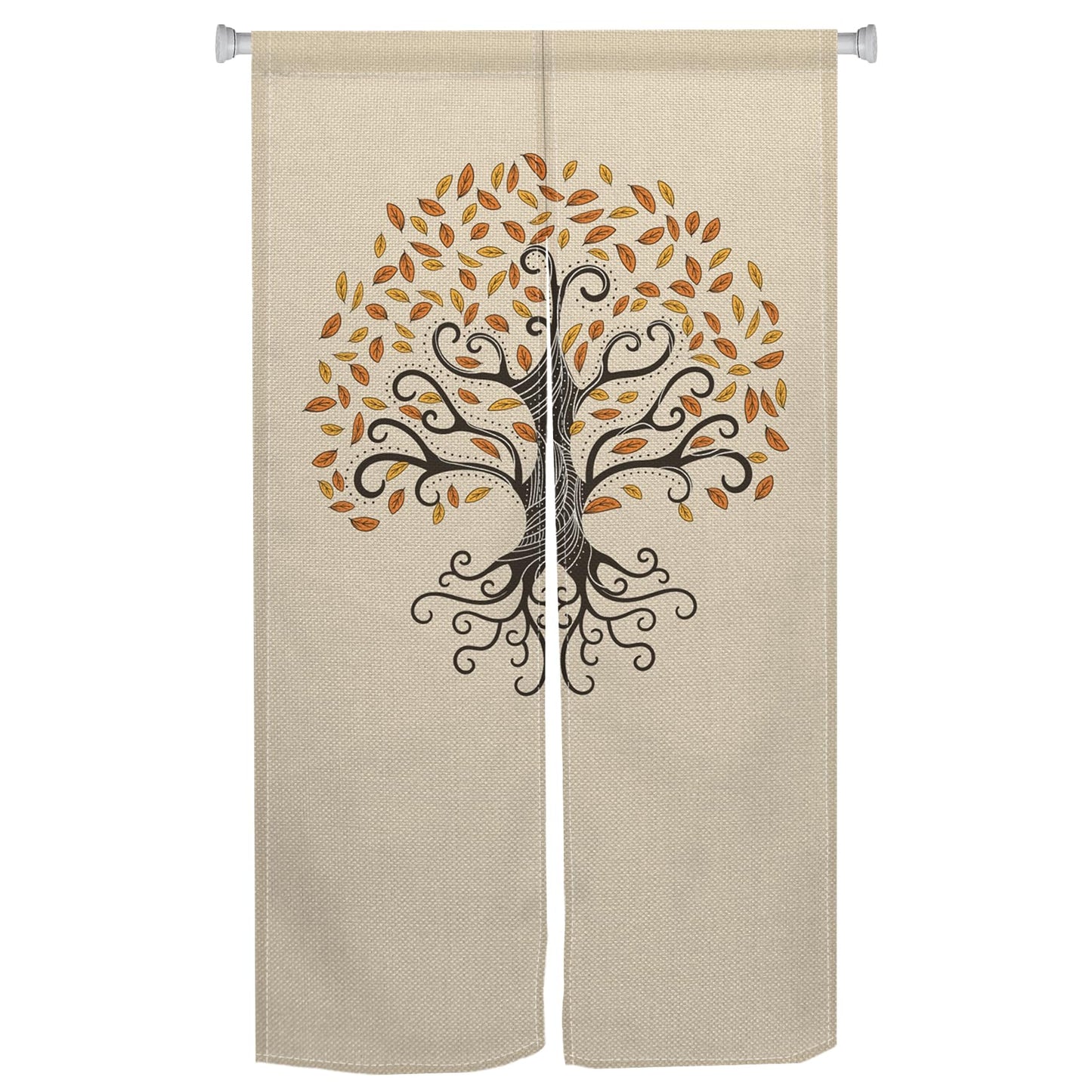 XMJJKUF Tree Japanese Noren Doorway Curtain Life Bohemia Style Printed Long Style Window Treatment Feng Shui Door Curtain Tapestry for Room Divider Kitchen Home Decorations,33.5"x 70.9"