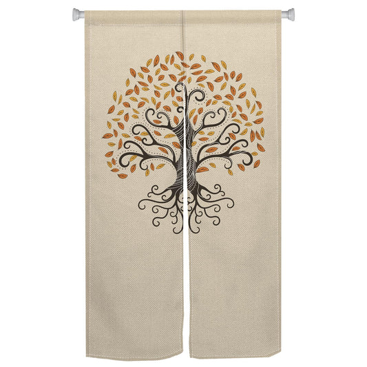XMJJKUF Tree Japanese Noren Doorway Curtain Life Bohemia Style Printed Long Style Window Treatment Feng Shui Door Curtain Tapestry for Room Divider Kitchen Home Decorations,33.5"x 70.9"