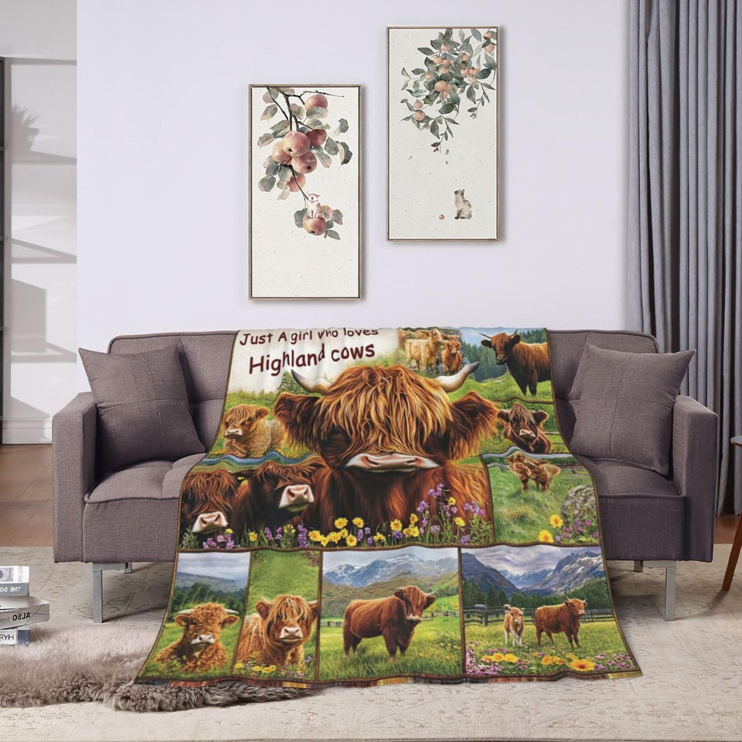 Highland Cow Blanket Highland Cow Decor Cozy Animal Throw Super Soft Plush Flannel Fleece Blanket Gift for Kids Adults Men Women Ultra Warm & Lightweight Flannel, 50"X40"