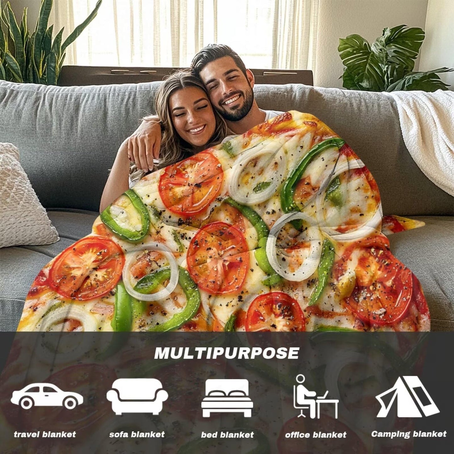 UOQFHHM British Pizza Print Throw Blanket Round Throw Blanket Flannel Food Blanket for Kids Novelty Weird Stuff and Gag Gifts Small