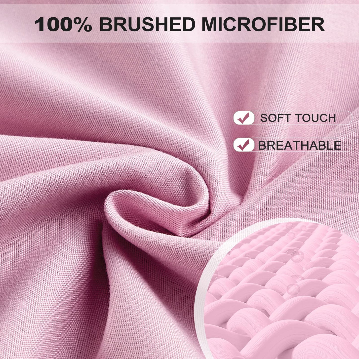 FreshCulture Queen Fitted Sheet - Hotel Quality, Ultra Soft & Breathable Brushed Microfiber, Deep Pocket, Cooling Fitted Sheets for Queen Size Bed (Dusty Pink)