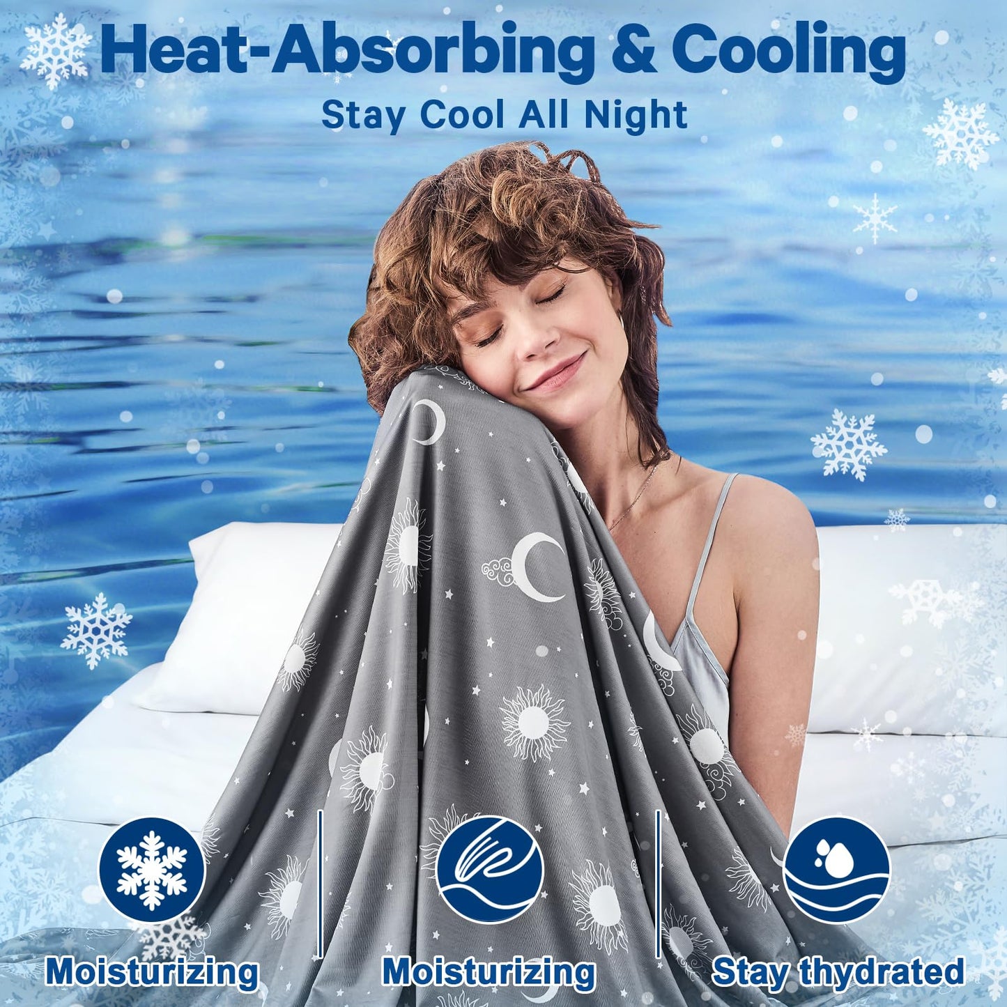 inhand Cooling Blanket Queen Size (90"x90") - Double Sided Cooling Blankets for Hot Sleepers, Cool Soft Lightweight Summer Blanket for Sofa Bed Couch, Travel, House Warming Gifts New Home Ink Grey