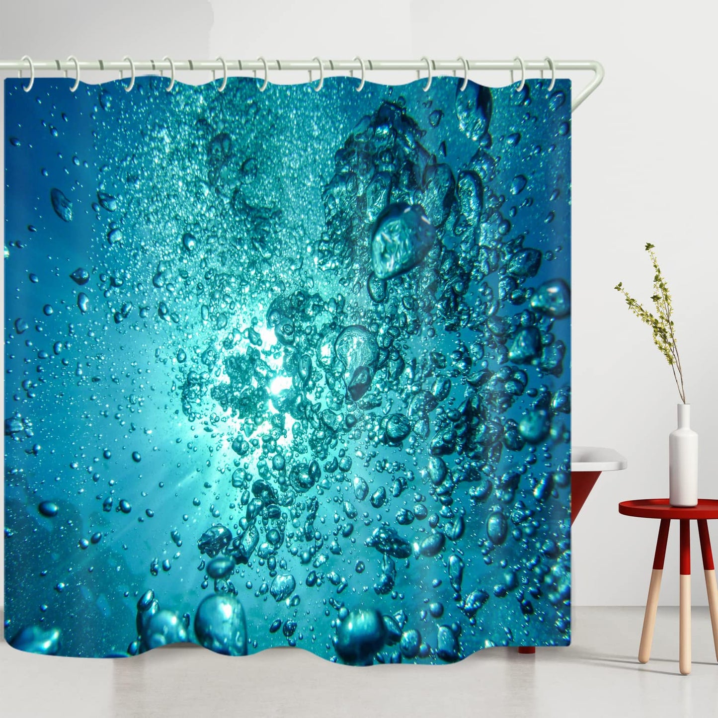 LYFANS Bathrooms Use Seawater Foam 3D Shower Curtains, Bathtubs Use Iuxury Standard Shower Curtain, Waterproof Washable Fabric 3D Shower Curtains, 12 White Hooks, 72x72 Inches.