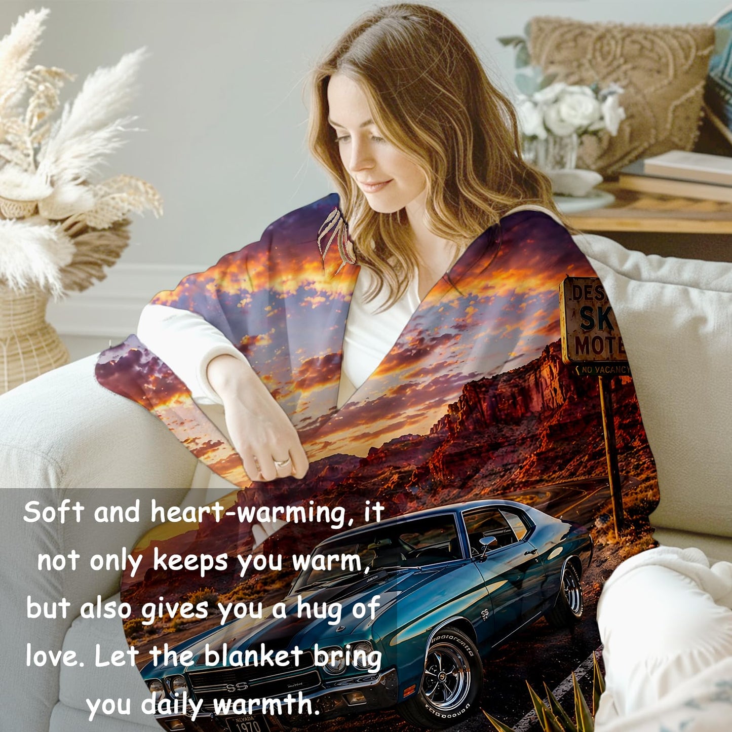 VANZEV Classic Car Blanket, 50"x60", Cozy Flannel Throw Blankets for Kids & Adults, Soft Lightweight Home Living Room Decor, for Women