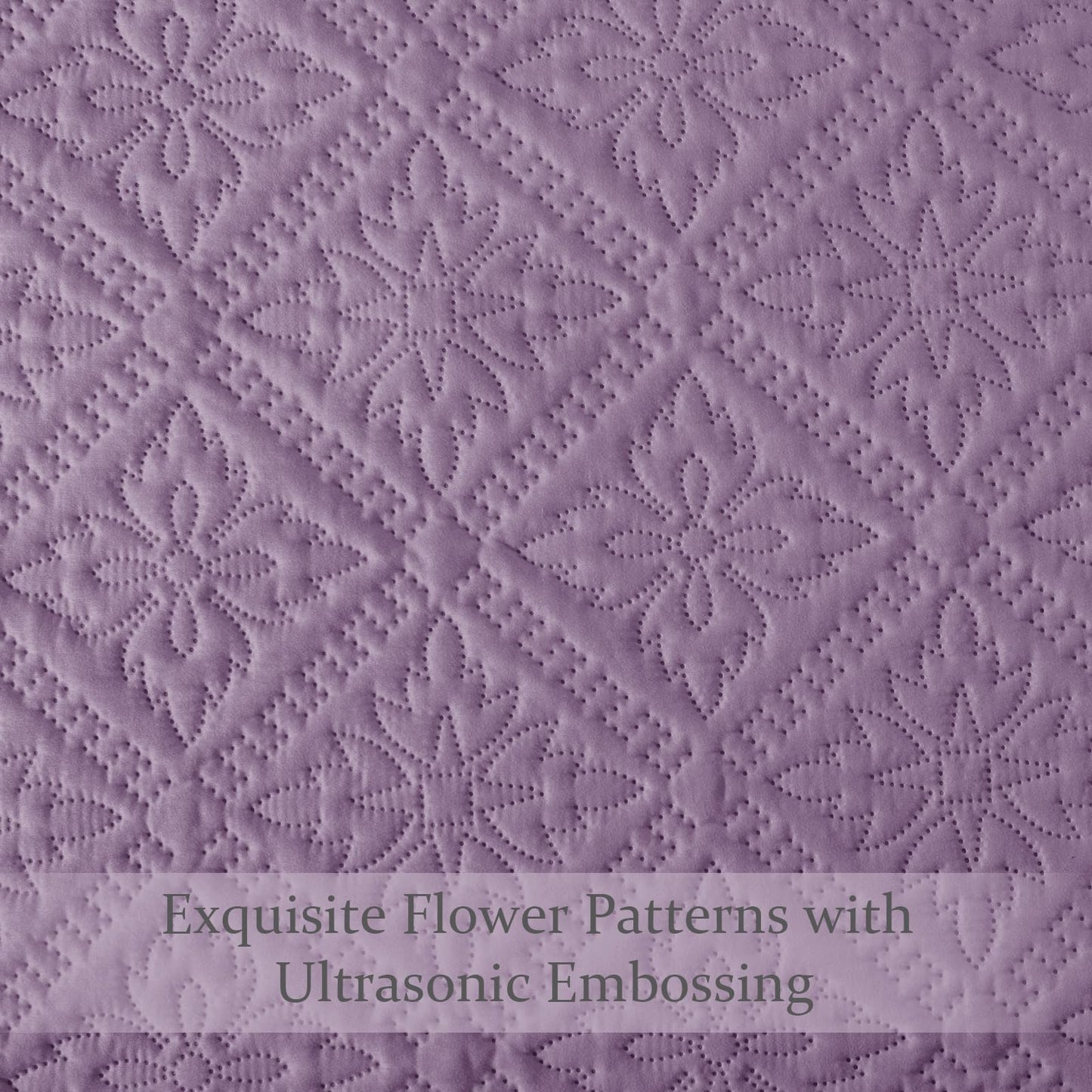 Exclusivo Mezcla King Quilt Bedding Set, Lightweight Soft Bedspreads Coverlets with 2 Pillow Shams, Modern Dusty Lavender Oversized Quilts King Size for All Seasons