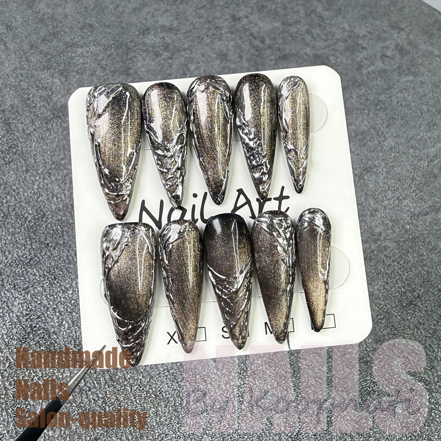 Handmade Press On Nails Short Almond White Homemade Press On Nails French Tip With 3D Design Fake Nail Art For Women M