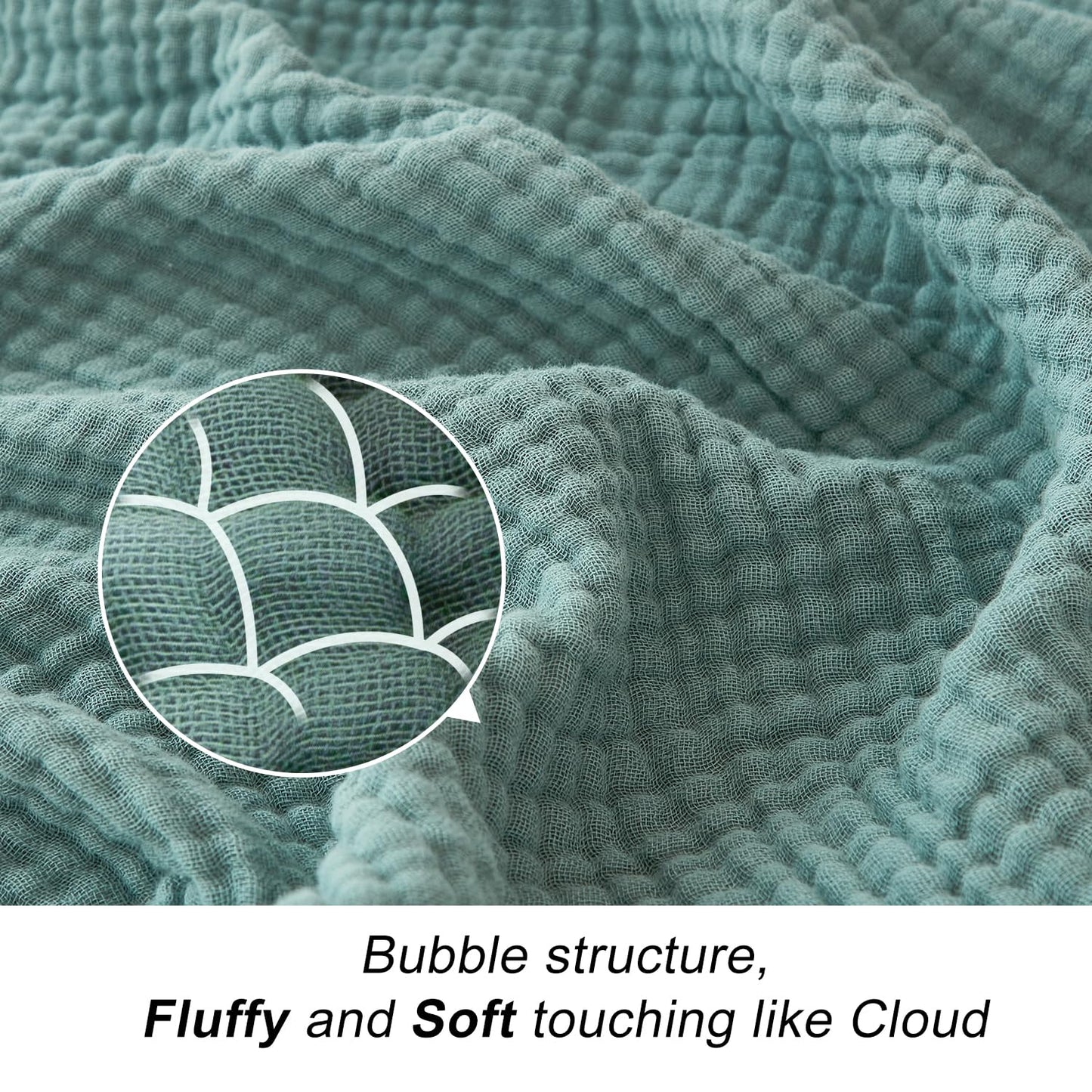 EMME Muslin Throw Blanket for Adults 100% Cotton Blankets for Couch 4-Layer Summer Breathable Gauze All Season Soft and Lightweight Pre-Washed (Teal, 50"x71")