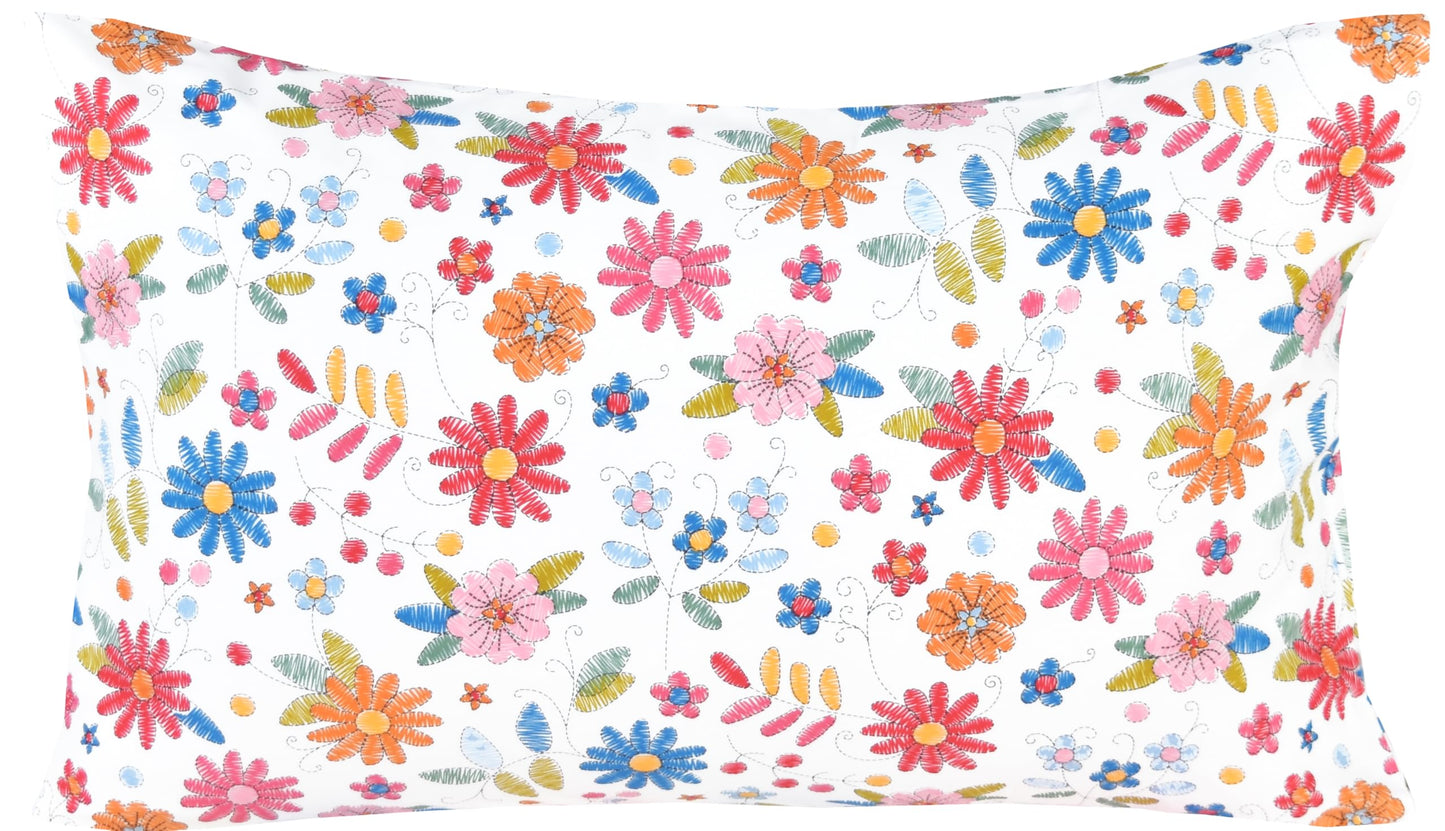 Scientific Sleep Kids Hand Sketch Flower Leaves Pastoral Garden Cute 100% Cotton 3 Pcs Twin Bed Sheet Set Kids Girls Teen, Flat Sheet & Fitted Sheet & Pillowcase Girls Room Decro Bedding Set