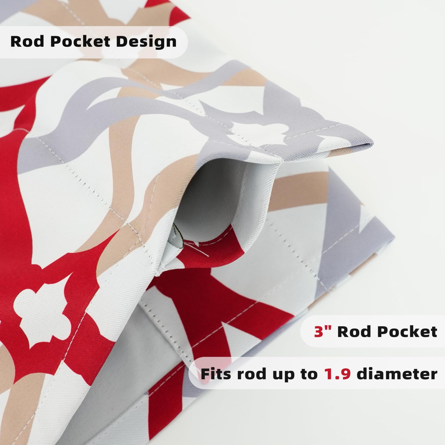 DriftAway Alexander Blackout Valances for Windows Thermal Insulated Kitchen Topper Geometric Moroccan Mid Century Pattern Match Thick Bathroom Curtain Valance Rod Pocket 52 Inch by 24 Inch Red/Gray