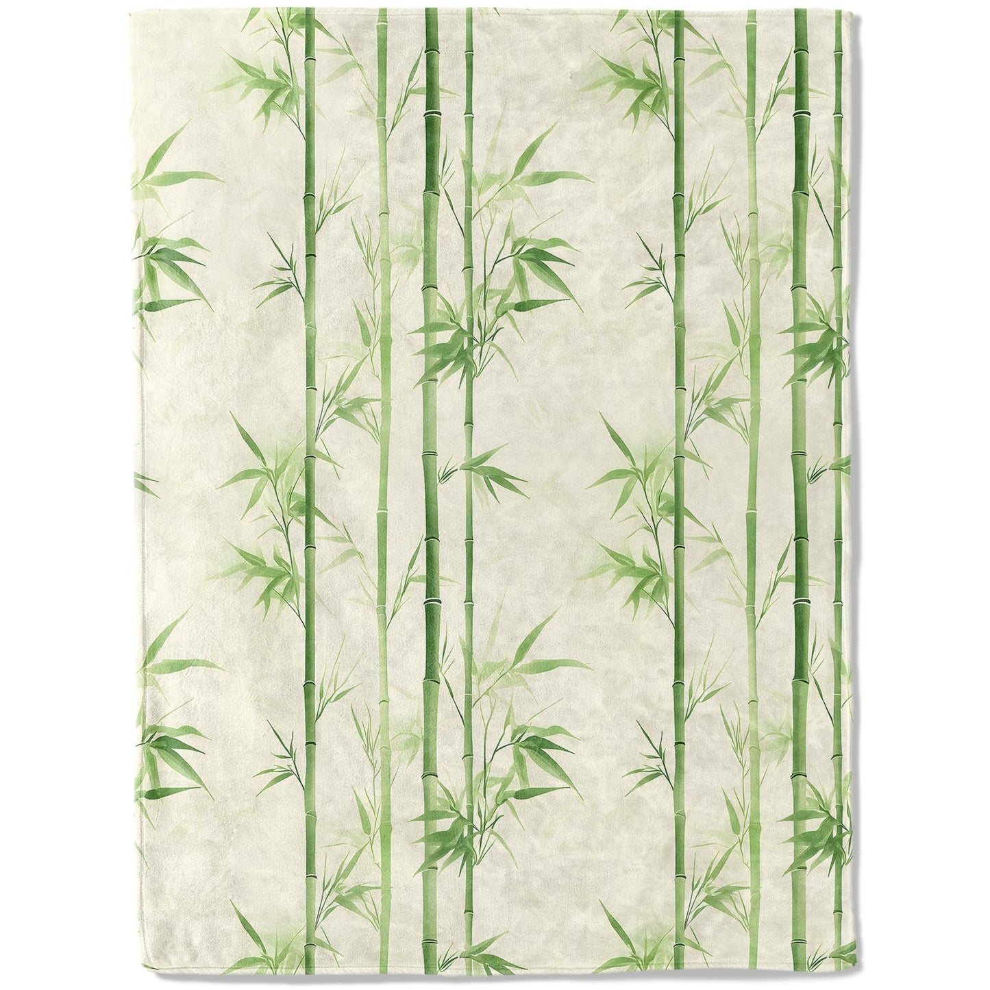 ainori Tranquil Zen Flannel Blanket - Bamboo Grove with Soothing Green Bamboo on Cream Throw - Soft Cozy Gifts Blankets for Nature Lovers, Modern Spa Room Decor,Peaceful Home Accents 50x60in