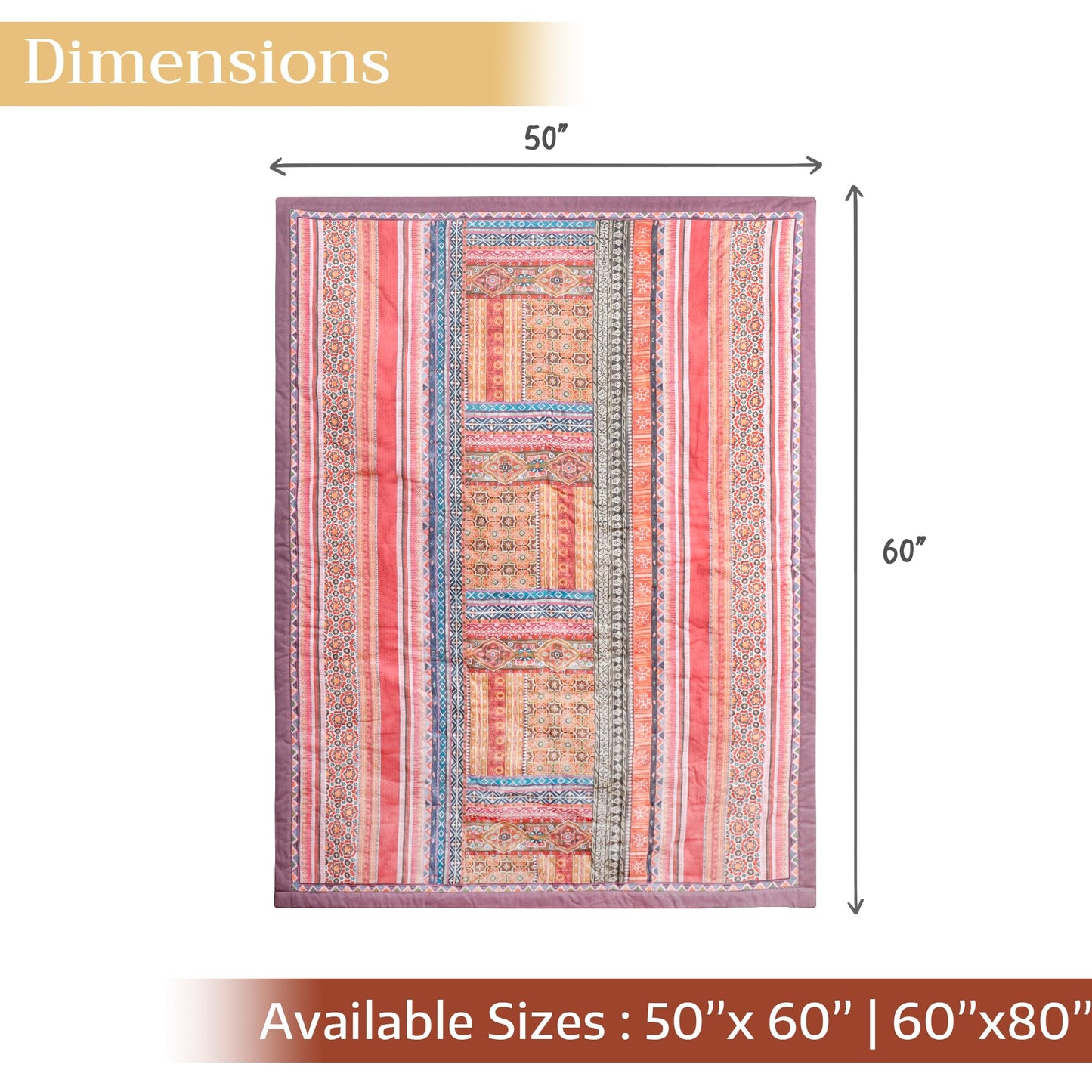 Maison d' Hermine Throw Blanket for Couch Lightweight Soft Warm Breathable Cotton Throw Blankets for Bed Girls Boys Women Men Gifts Sofa Travel Living Room Spring Summer (Ispahan, 60" X 80")
