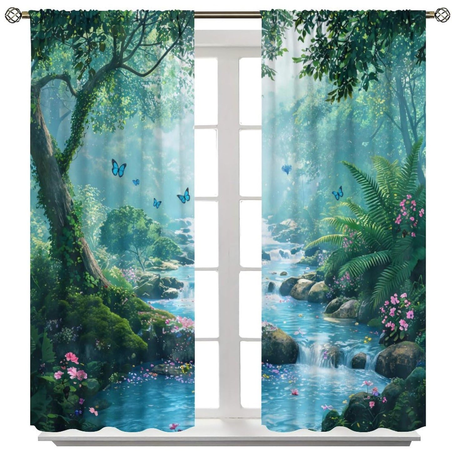 UFUH Nature Forest Curtains,Green Spring Scenery Landscape Blackout Window Treatments for Bedroom Living Room,2 Panels Set Total Size 42 x 45 Inch