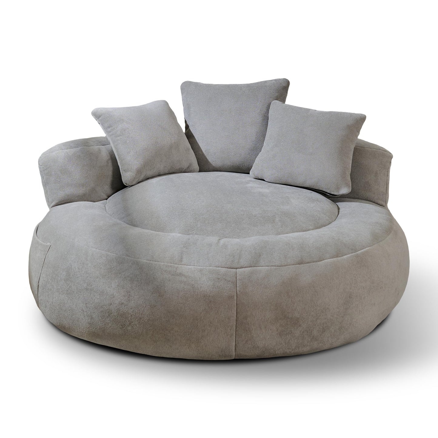 Lyon Sence Bean Bag Chair, Big Beanbag Chairs with 3 Pillows, Oversized Bean Bag Chair for Living Room, Large Beanbag Chairs for Teens Adults (Faux Fur in Light Gray, 52" D×52" W×21.2" H)