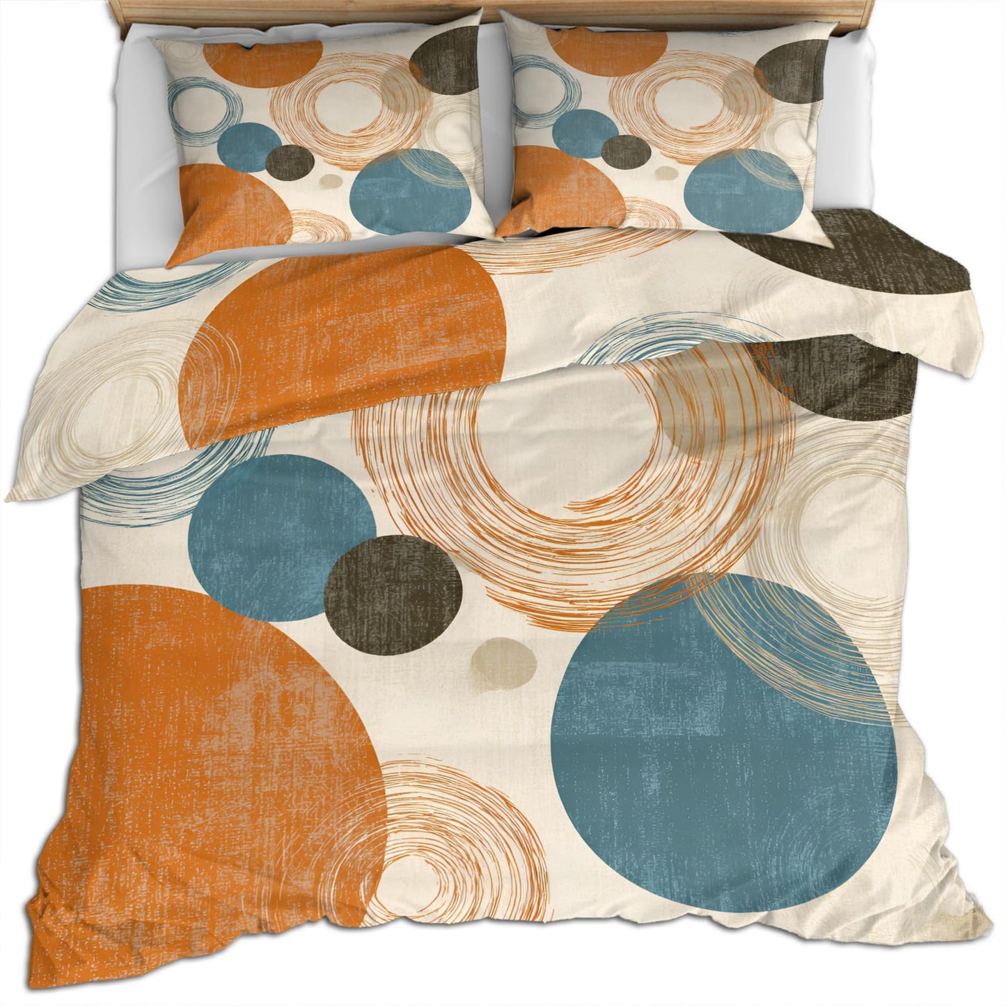 QINYUN Retro Medieval Duvet Cover California King, Abstract Geometric Bedding Set 3 Piece Bedroom Decor Rural Farmhouse Comforter Cover and 2 Pillow Sham with Zipper Closure