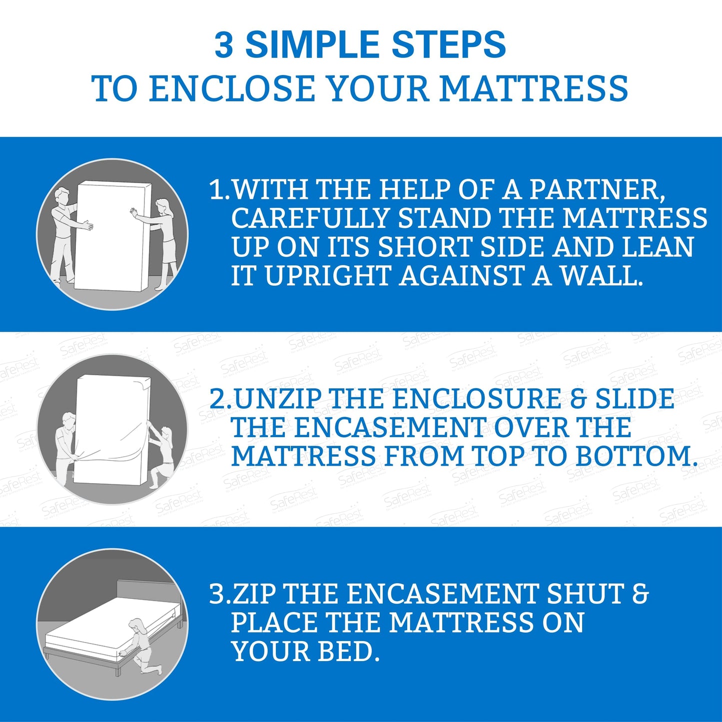 SafeRest Zippered Mattress Protector - Premium 12-15 Inch Waterproof Mattress Cover for Bed - Breathable, Noiseless Washable Mattress Encasement - Full