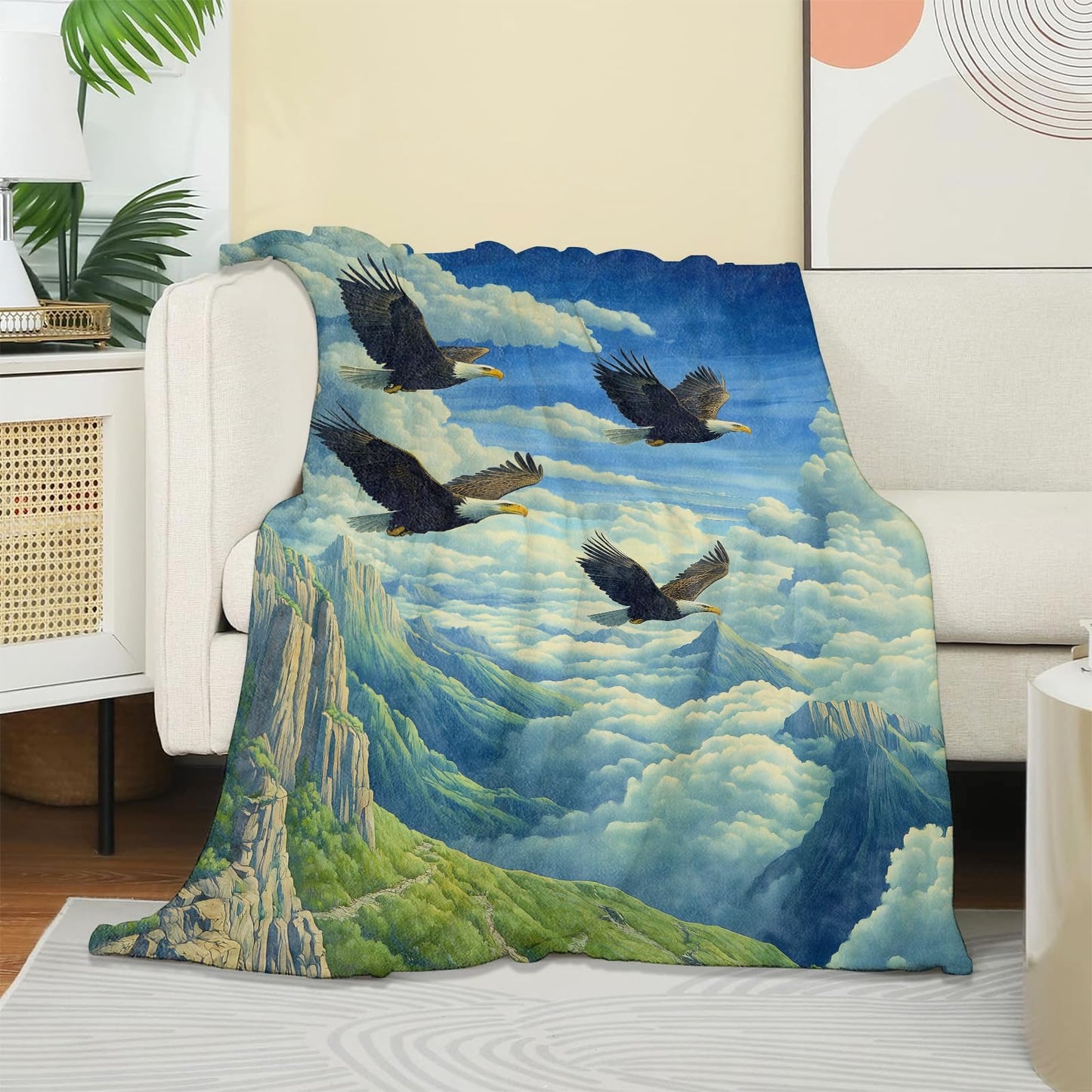 UNDAHIS Soaring Eagle Blanket, Soft Warm Cozy Throw Blanket Gifts for Adults Kids Women, Lightweight Fuzzy Comfy Flannel Blankets for Couch, Travel, Bed, Home Decor 60×50 Inch