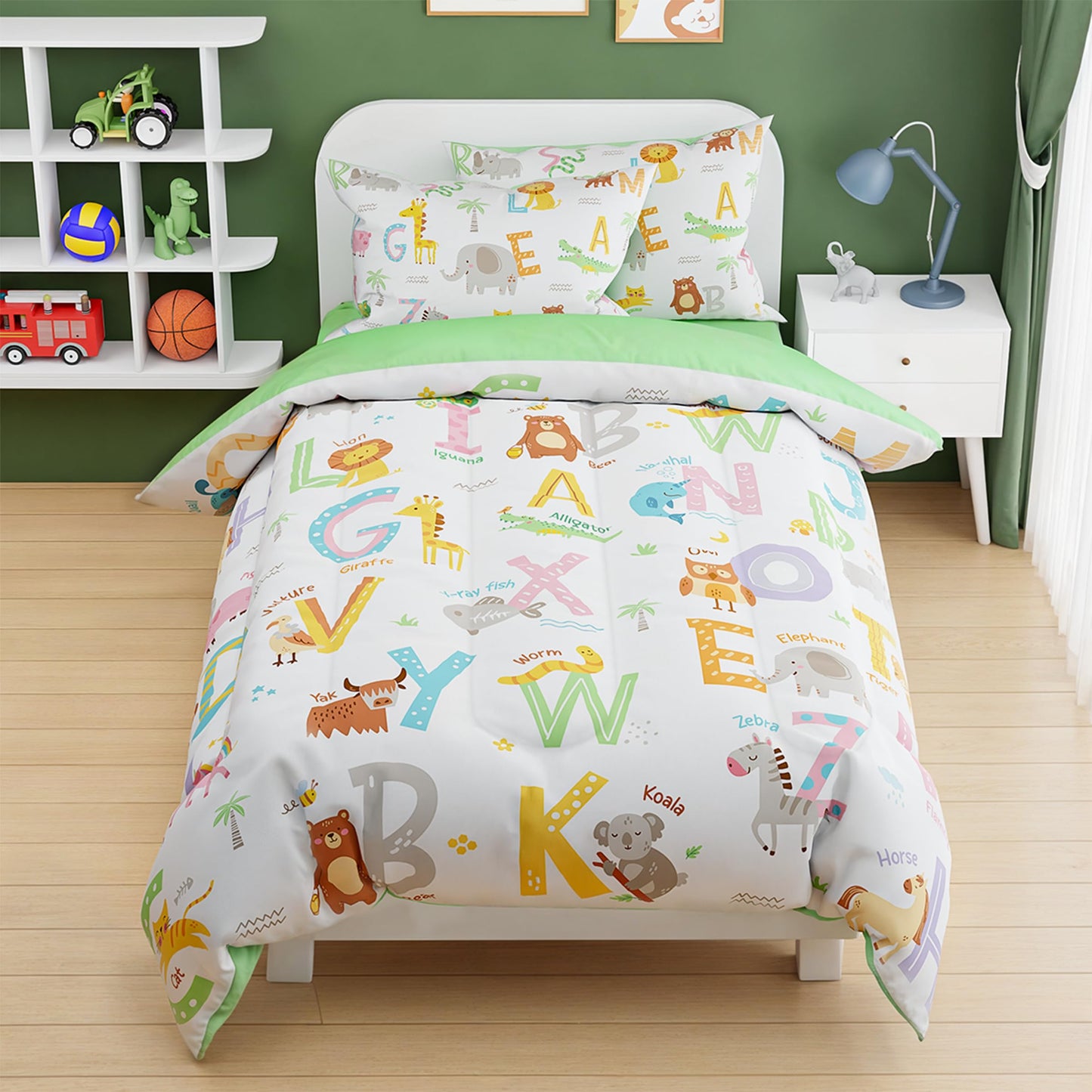 SANDJEST Alphabet Duvet Cover Sets Full Size for Kids Boys Girls, Incude 1 Polyester Comforter Cover 80x90 Inches and 2 Pillowcases 20x26 Inches, Comforter Not Included, Gift for Christmas Birthday