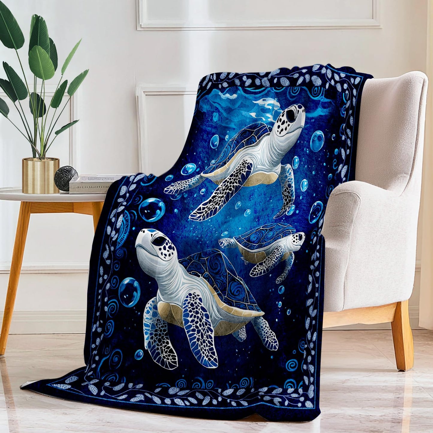 Sea Turtle Blanket Sea Turtle Fleece Throw Blanket Super Soft Fuzzy Plush Cozy Warm Stuffed Bedding Stuffed Blankets Gift for Boys Girls Men Women Kids & Adult 50"X40"