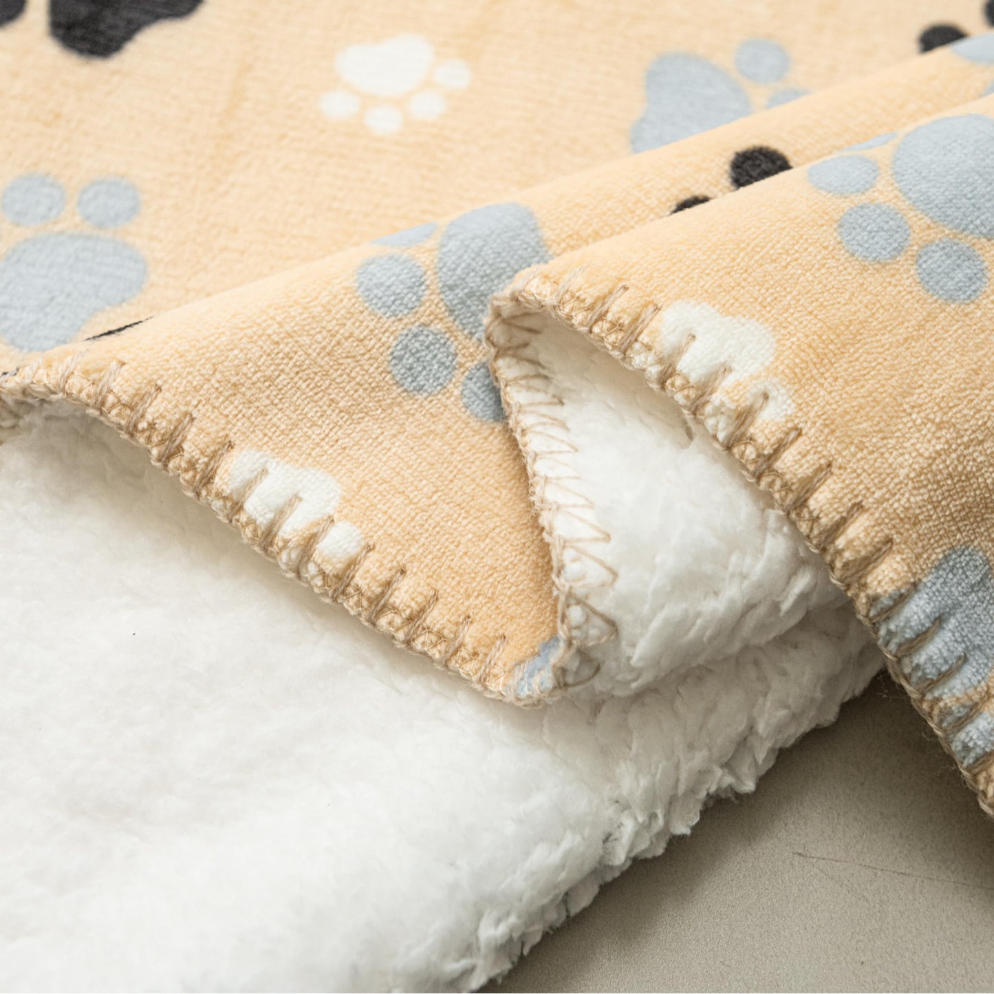 AIWEK Dog Blankets Waterproof Pet Blanket Paw Printing Super Soft Warm Fluffy Facecloth Sofa Car Bed Protector, Urine Proof Washable for Puppy Large Dogs & Cats 40"*30" Beige