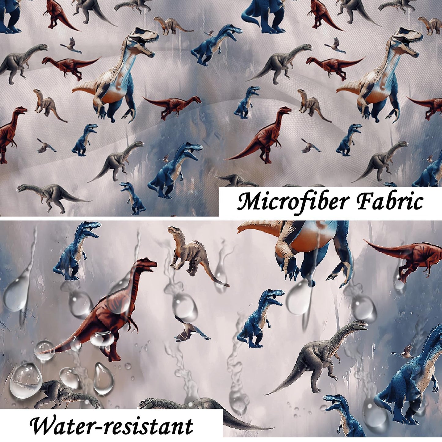 SDIII 3D Dinosaur Shower Curtain Set 72x72 Inch, Waterproof Microfiber Shower Curtain Dinosaur for Jurassic Themed Bathroom Decor