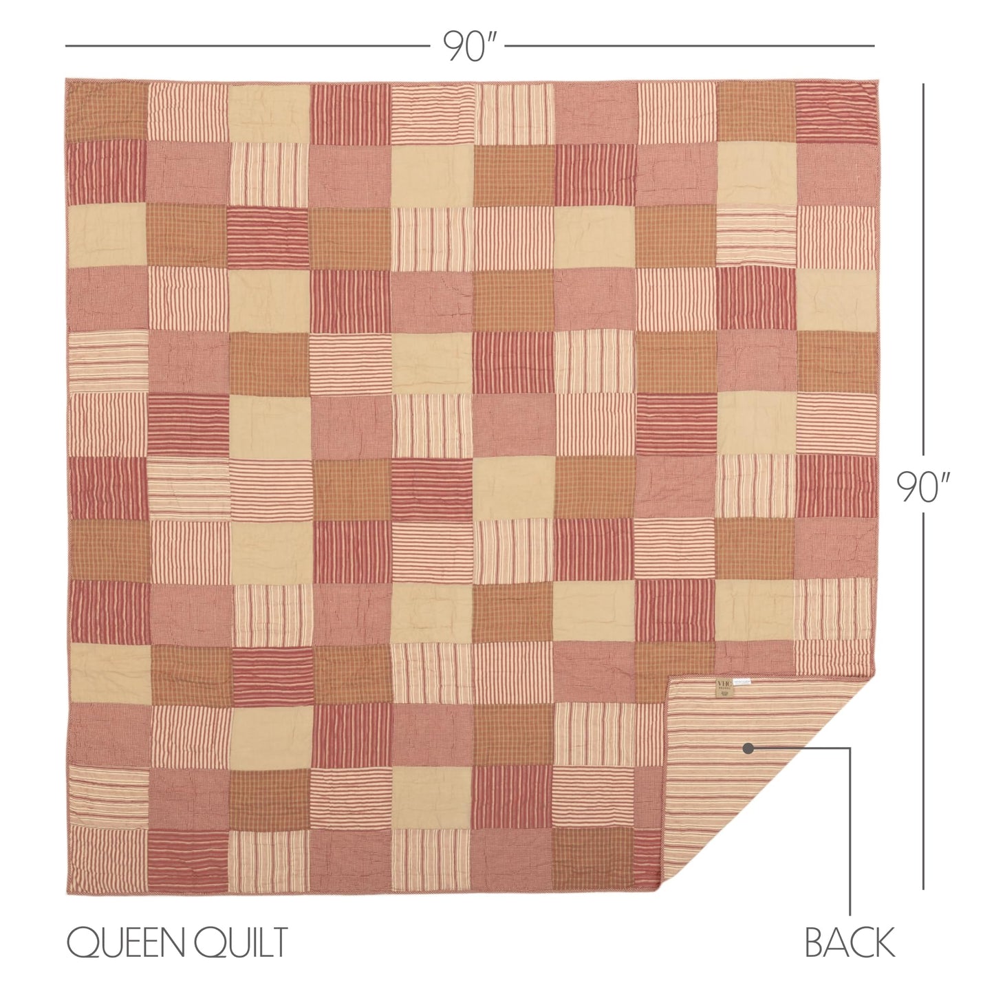 VHC Brands Sawyer Mill Red 5 Piece Queen Quilt Set (1 Queen Quilt, 2 Standard Shams, 2 Standard Pillowcase)