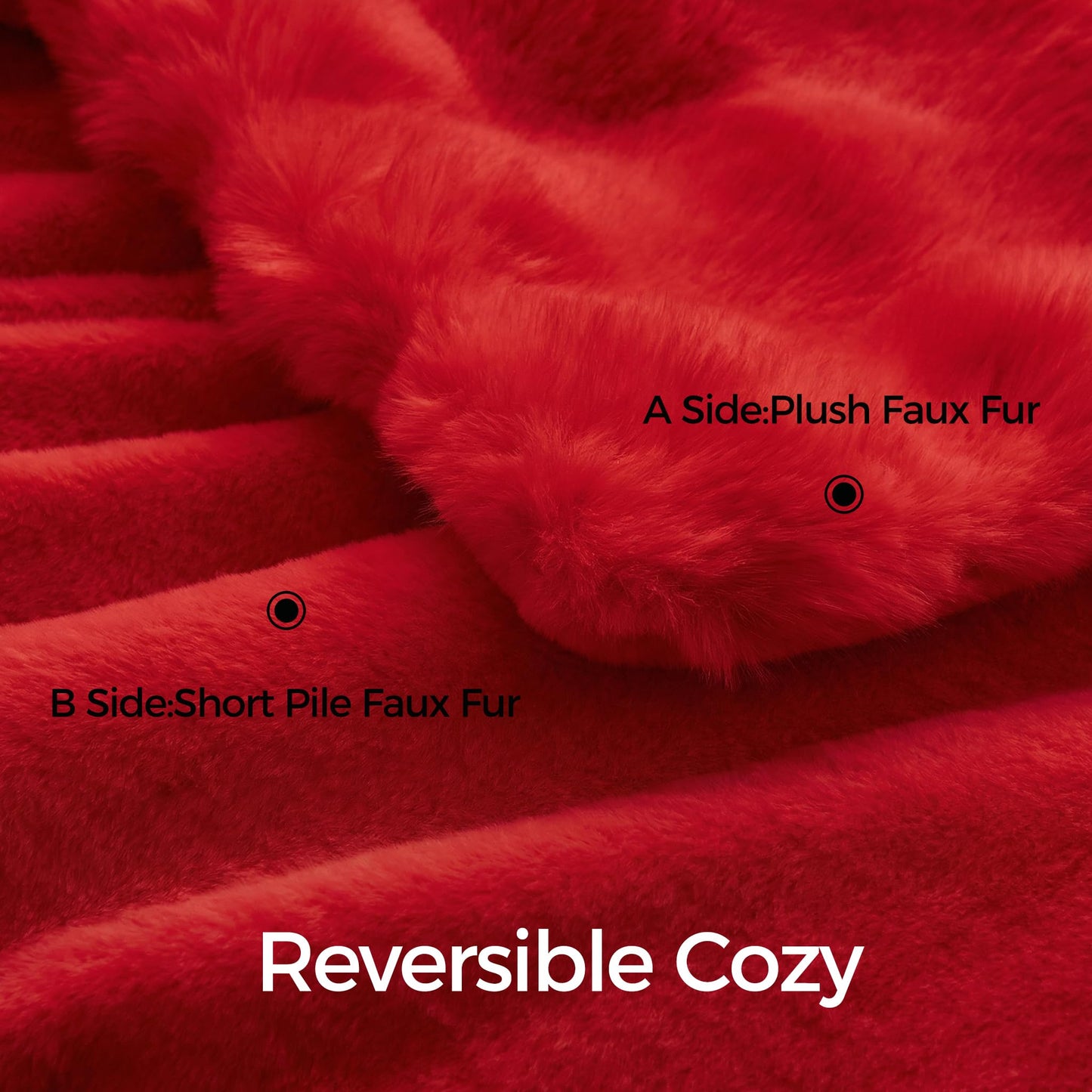 Leximan Cozy Faux Fur Throw Blanket for Couch, Reversible Plush Fluffy Decorative Bubble Throw for Sofa and Living Room, Soft Lap Blanket for Bed, Dog & Cat (Red, 40''x50'')