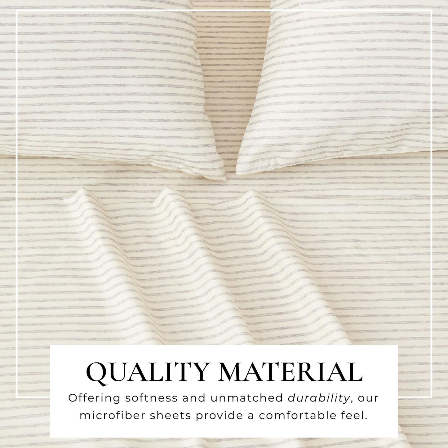 Great Bay Home Twin Size Stripe Microfiber Sheet Set - 3-Piece Ultra-Soft Bedding Sheets & Pillowcases - Wrinkle Free, Comfortable, All-Season Bed Sheets (Light Grey)