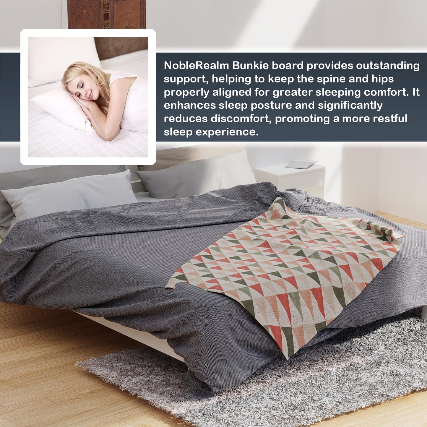 Bunkie Board Thin Wood 6mm Queen Size (60 x 76 in) | Modular Portability Design, Noise Minimizing, Low Profile Design, Easy Setup, Foldable| Bed Slats, Foldable Box Spring, Bed Support Slat