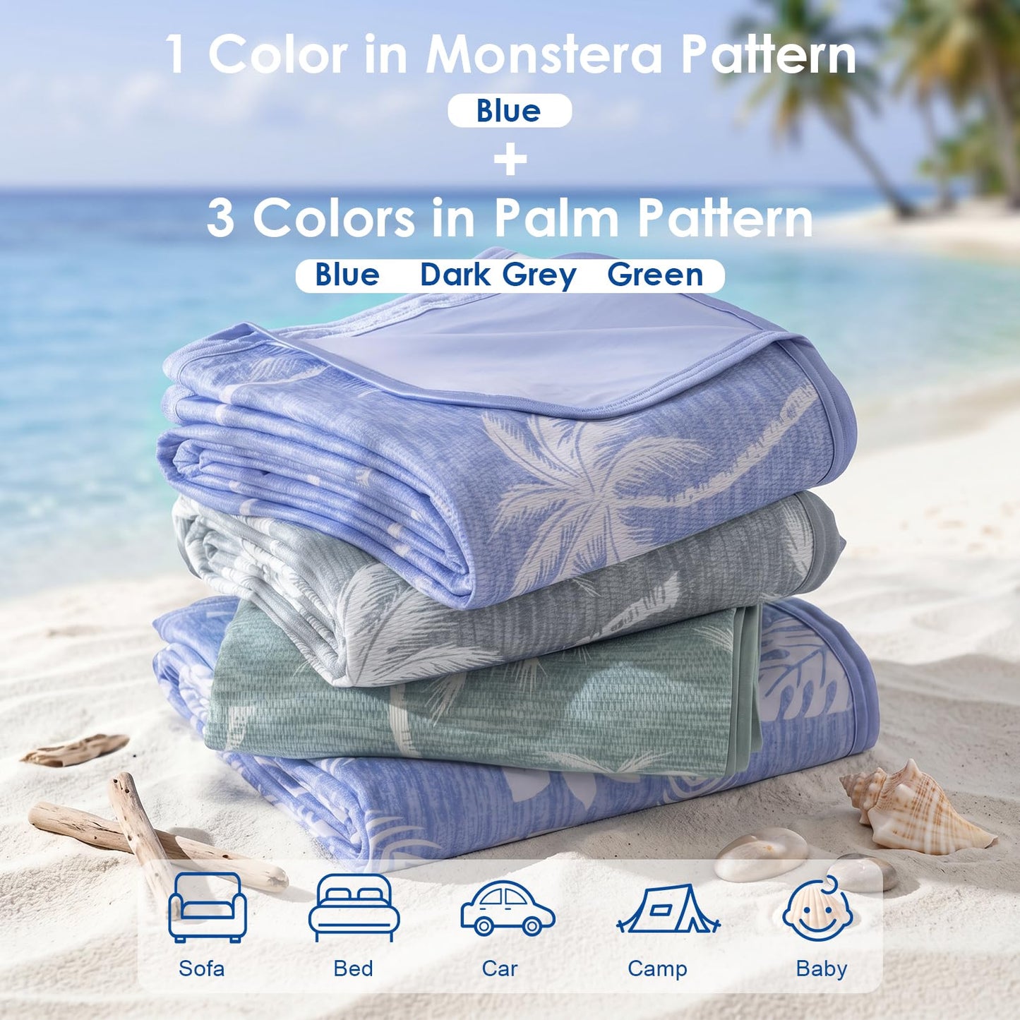OMERAI Cooling Blanket for Hot Sleepers Queen Size Lightweight Breathable Summer Blanket Light Blue 90"x90", Q-Max >0.5 Double Side Cold Blankets for Bed, Couch