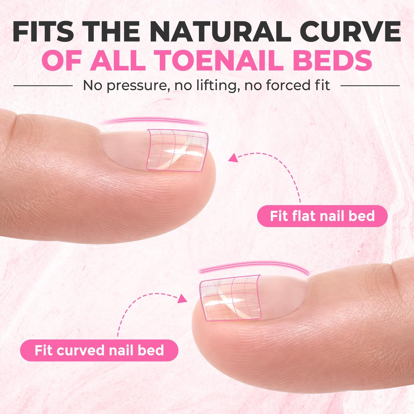 UNA GELLA Half Cover Square Toe Nail Tips For Big Wider Toe, 510Pcs 15Sizes Soft Gel Pre-etched Fake Toenails Press On Nails For Nail Extensions Home DIY Nail Salon
