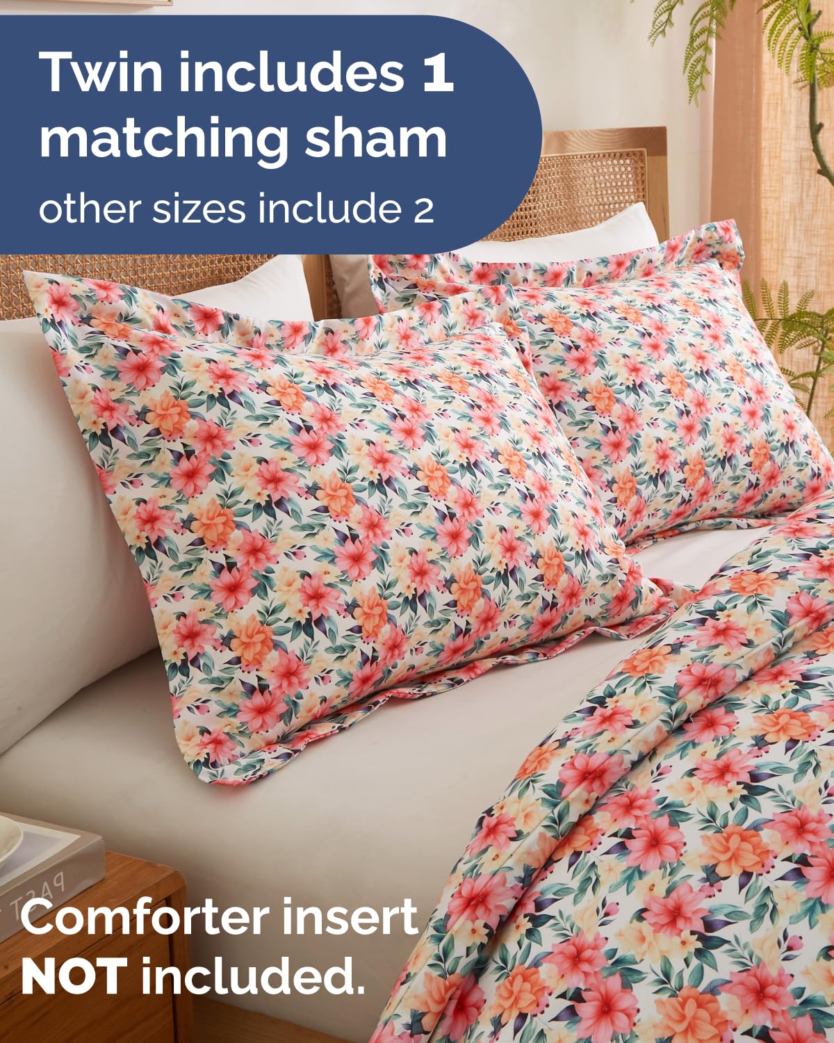 Duvet Cover Twin/TXL Size Set - Extra Soft Floral Duvet Cover 68 x 90 with 1 Pillow Sham - Comfy, Breathable Floral Bedding Set - Hotel Luxury & Fade Free with Zipper Closures & Ties - Blush Bouquet