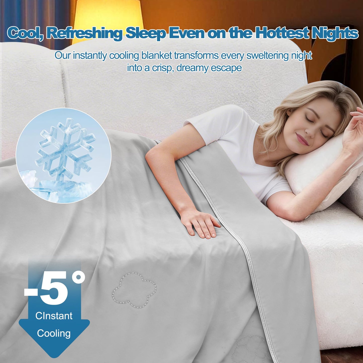 Lightweight Summer Blanket for Hot Sleepers, Throw(50" x 70") Double-Sided Keep Body Cool,Silky Soft Fabric, Highly Breathable Thin Blanket for Warm Nights & Daily Use