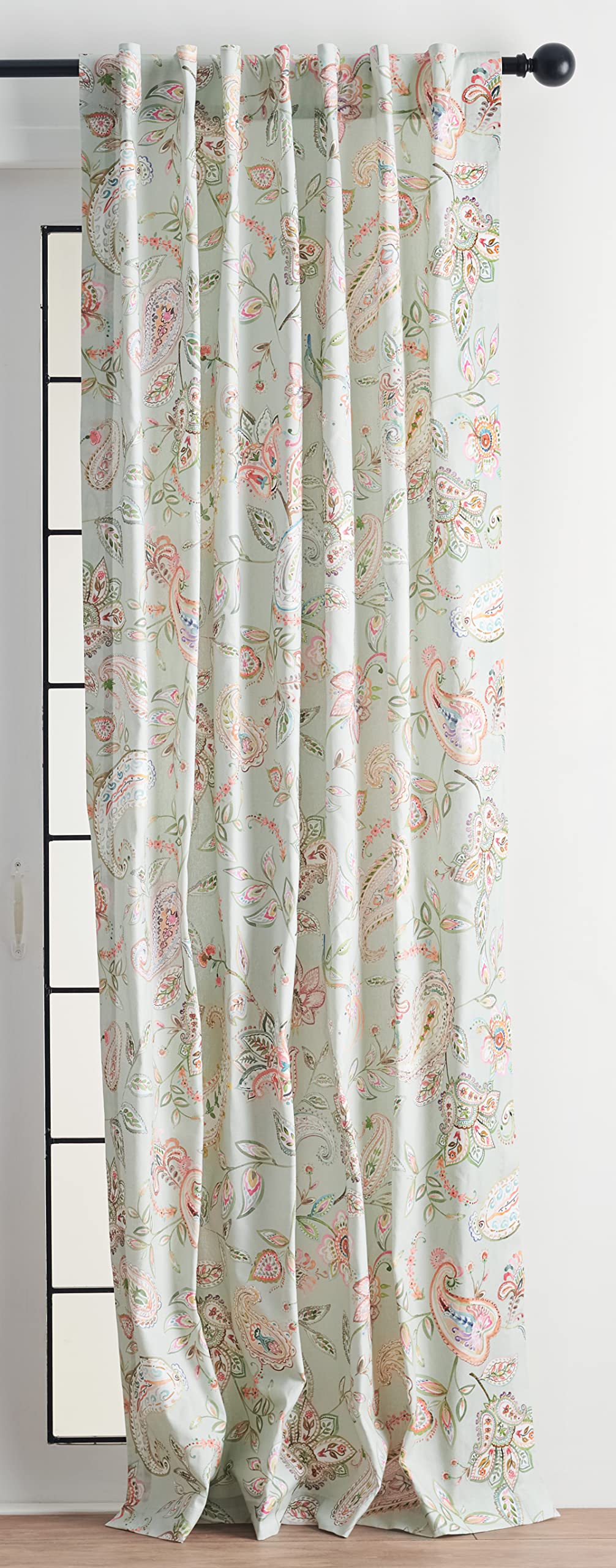 Maison d' Hermine Curtains for Living Room 100% Cotton 96 inch Length One Panel Light Filtering Curtains for Windows with Rod and Loop Pockets Spring Summer (Ramage - Multi, 50" W x 96" L)