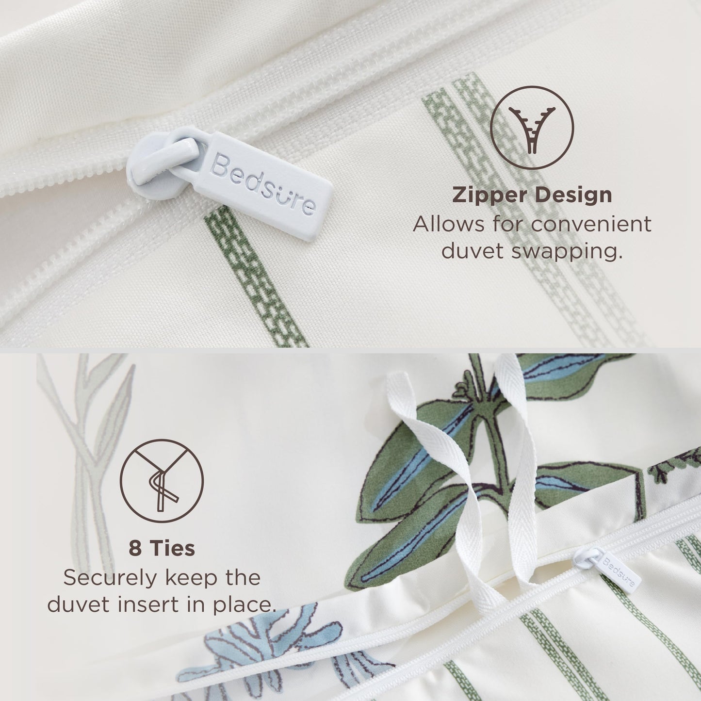 Bedsure Duvet Cover King Size - Reversible Cute Floral Duvet Cover Set with Zipper Closure, 3 Pieces White Bedding Set with 8 Corner Ties and 2 Pillow Shams 20"x36"