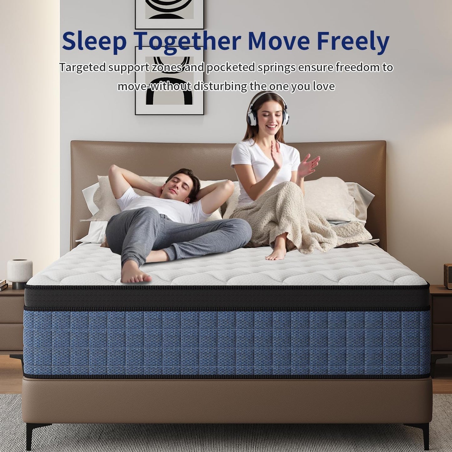 NHNHPO 12 Inch Queen Mattress,Queen Size Mattress in a Box,Gel Memory Foam Hybrid Mattresses with Pocket Springs for Motion Isolation,Pressure Relief,Medium Firm,Back & Lumbar Support,365-Night Trial