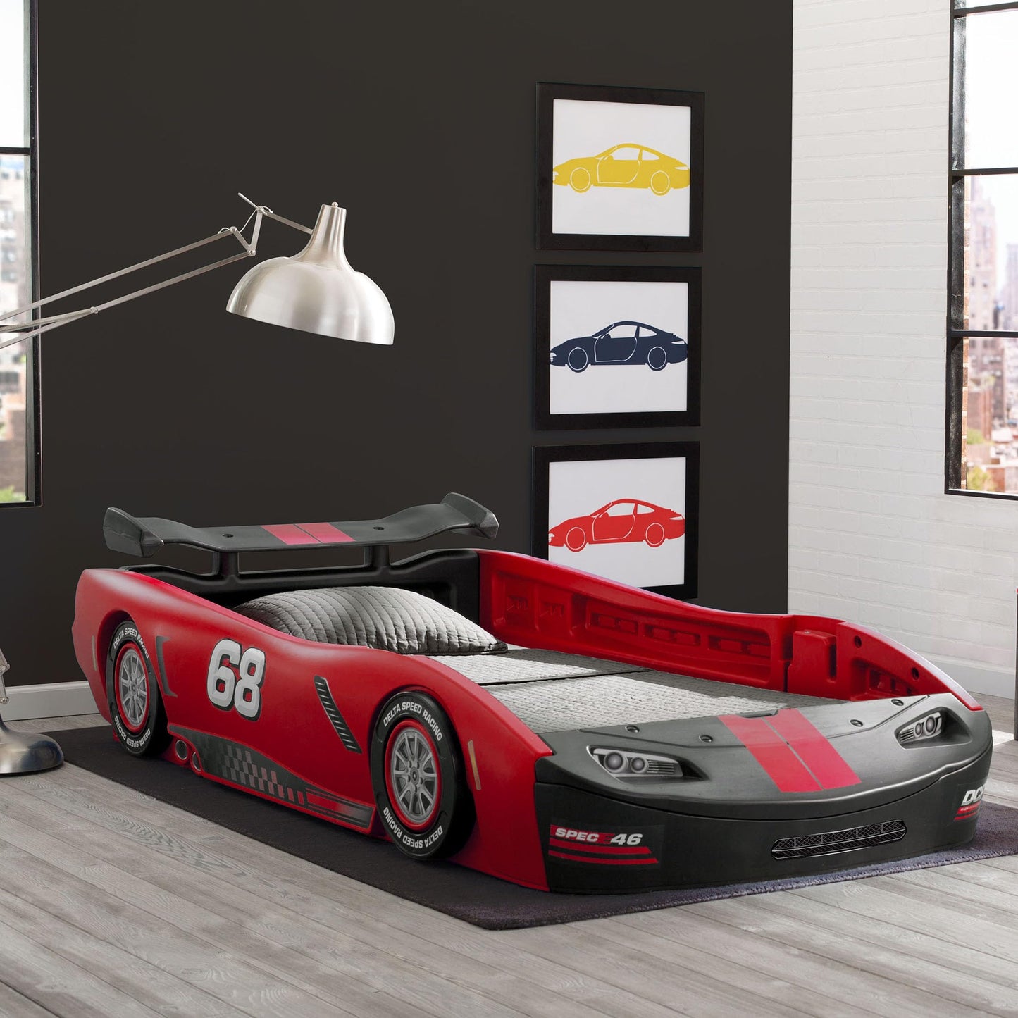 Delta Children Turbo Race Car Twin Bed, Red