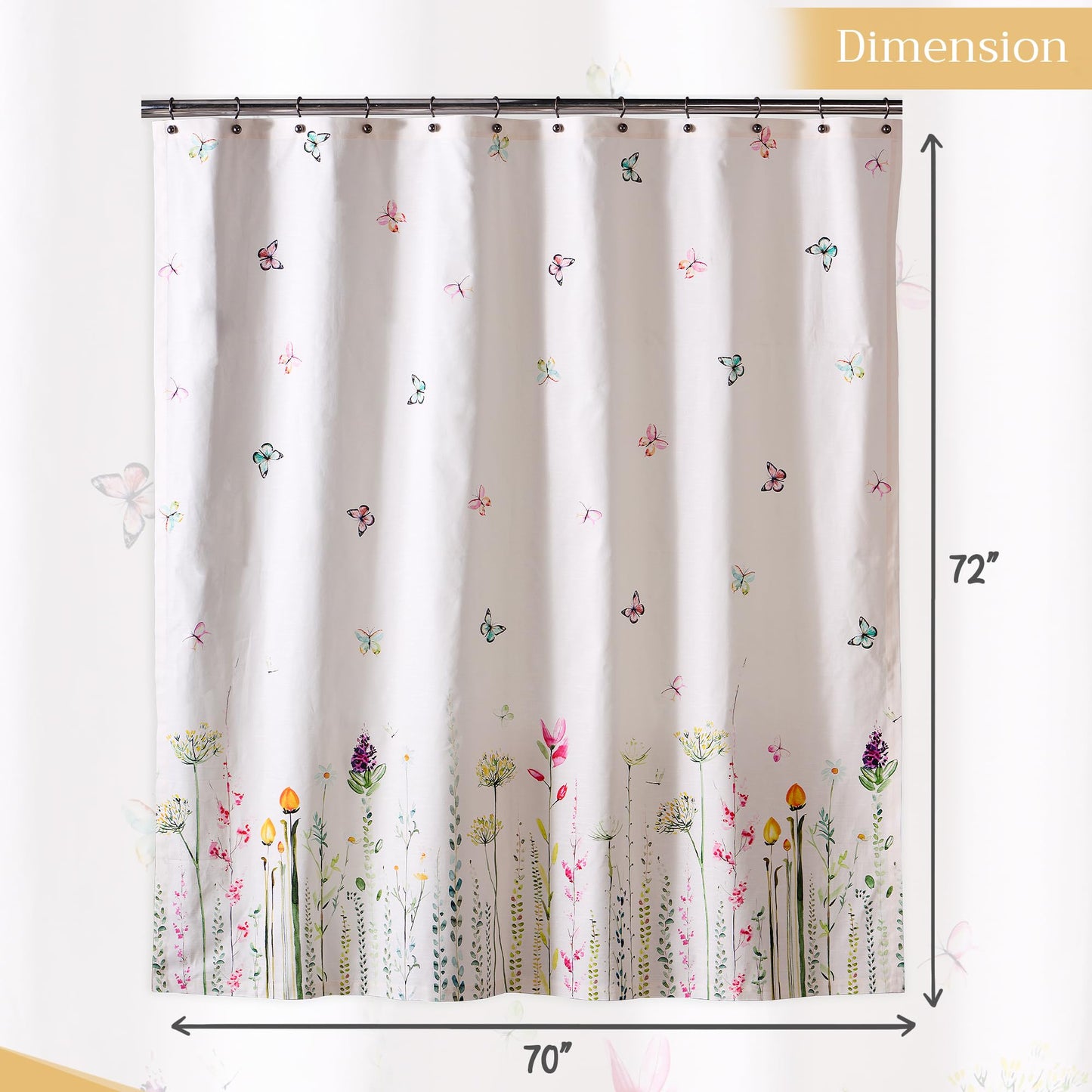Maison d' Hermine Shower Curtain 100% Cotton One Panel 70"x72" Washable Fabric Shower Curtains for Bathroom, Easy Hanging with 12 Button Holes - Home Hotel Resort Spa Spring Summer - Botanical Fresh